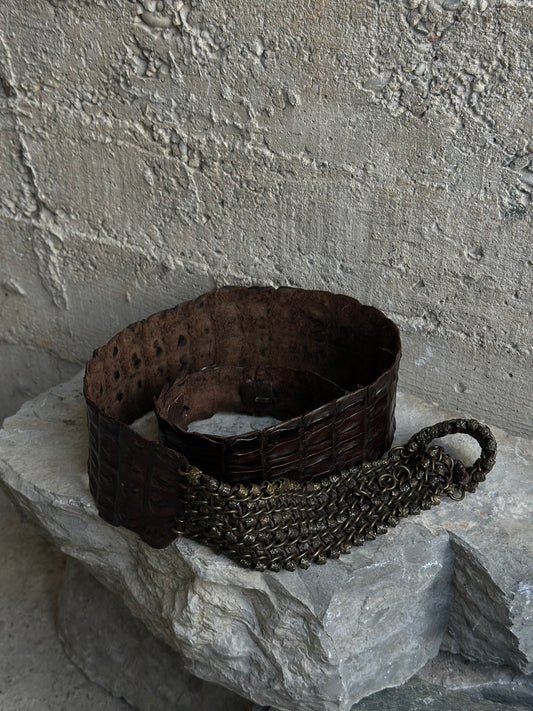 CROCO AND CHAIN BROWN BELT