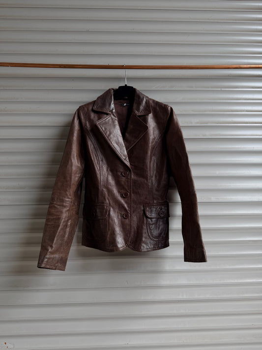 BROWN LEATHER BLAZER