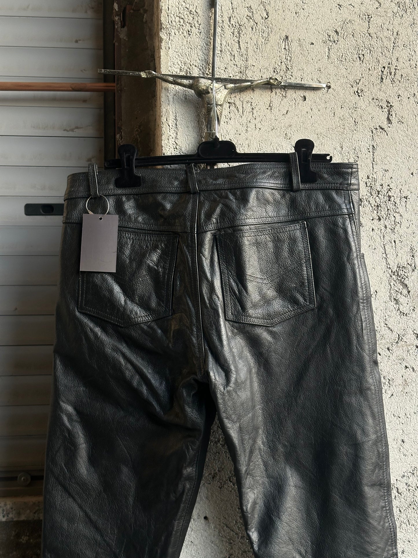 BLACK MOTOR LEATHER PANTS