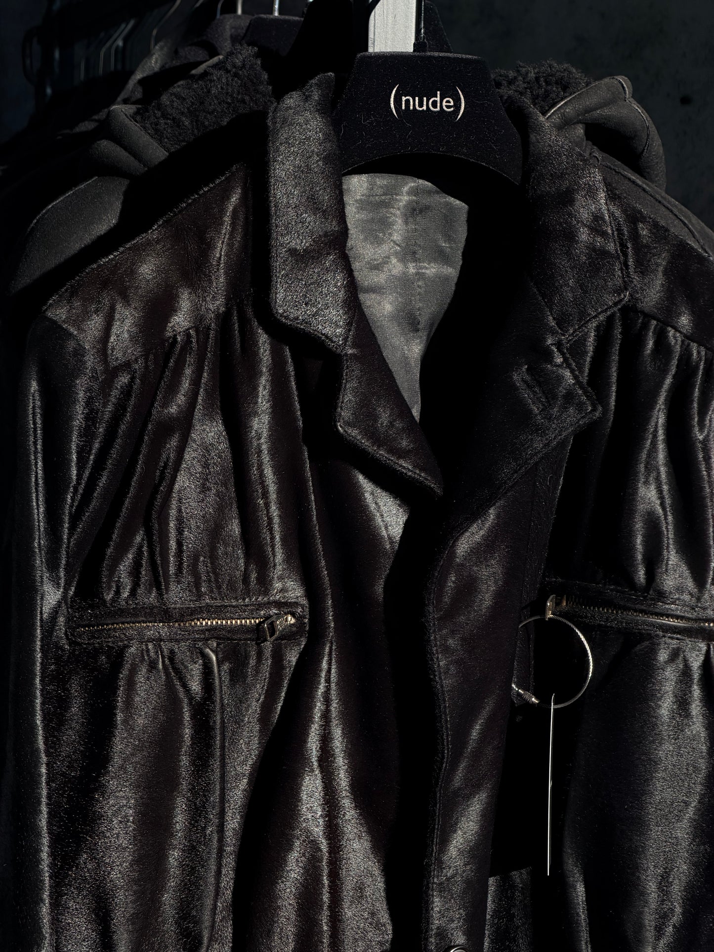 BLACK PONYHAIR BLAZER JACKET