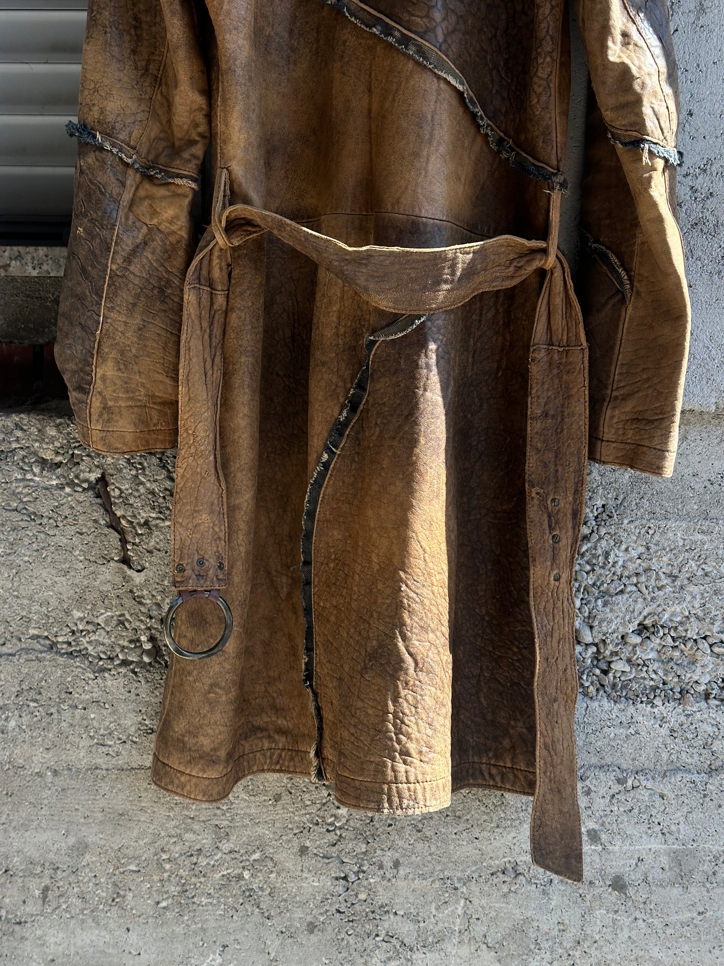 JUST CAVALLI BROWN LEATHER COAT