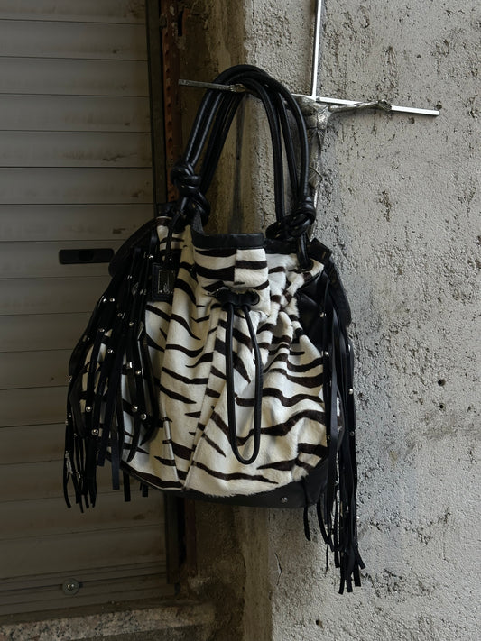 BLUMARINE ZEBRA PONYHAIR LEATHER BAG