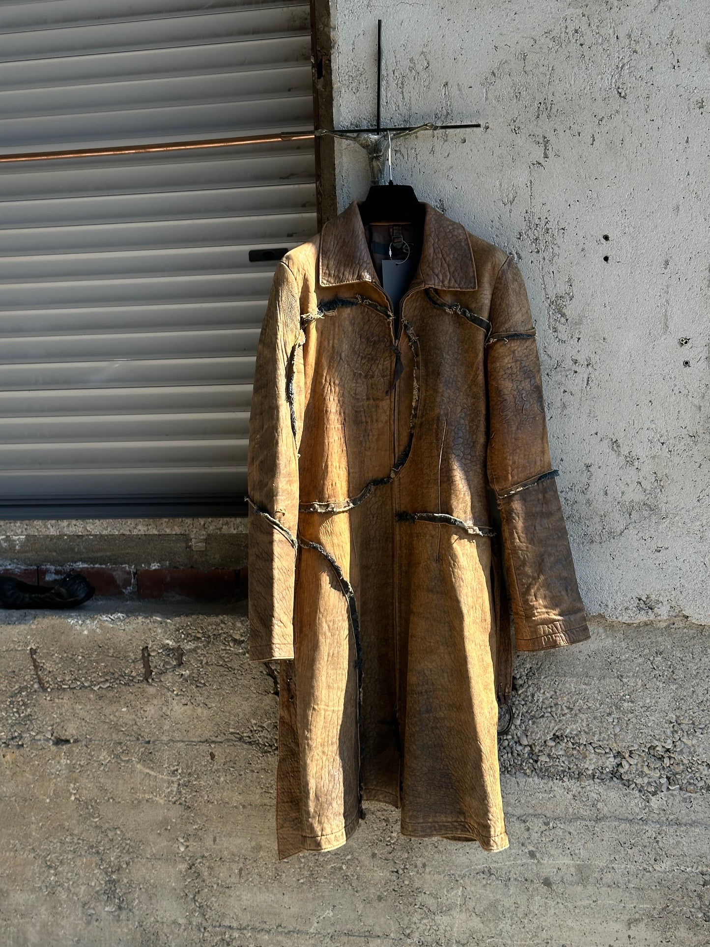 JUST CAVALLI BROWN LEATHER COAT