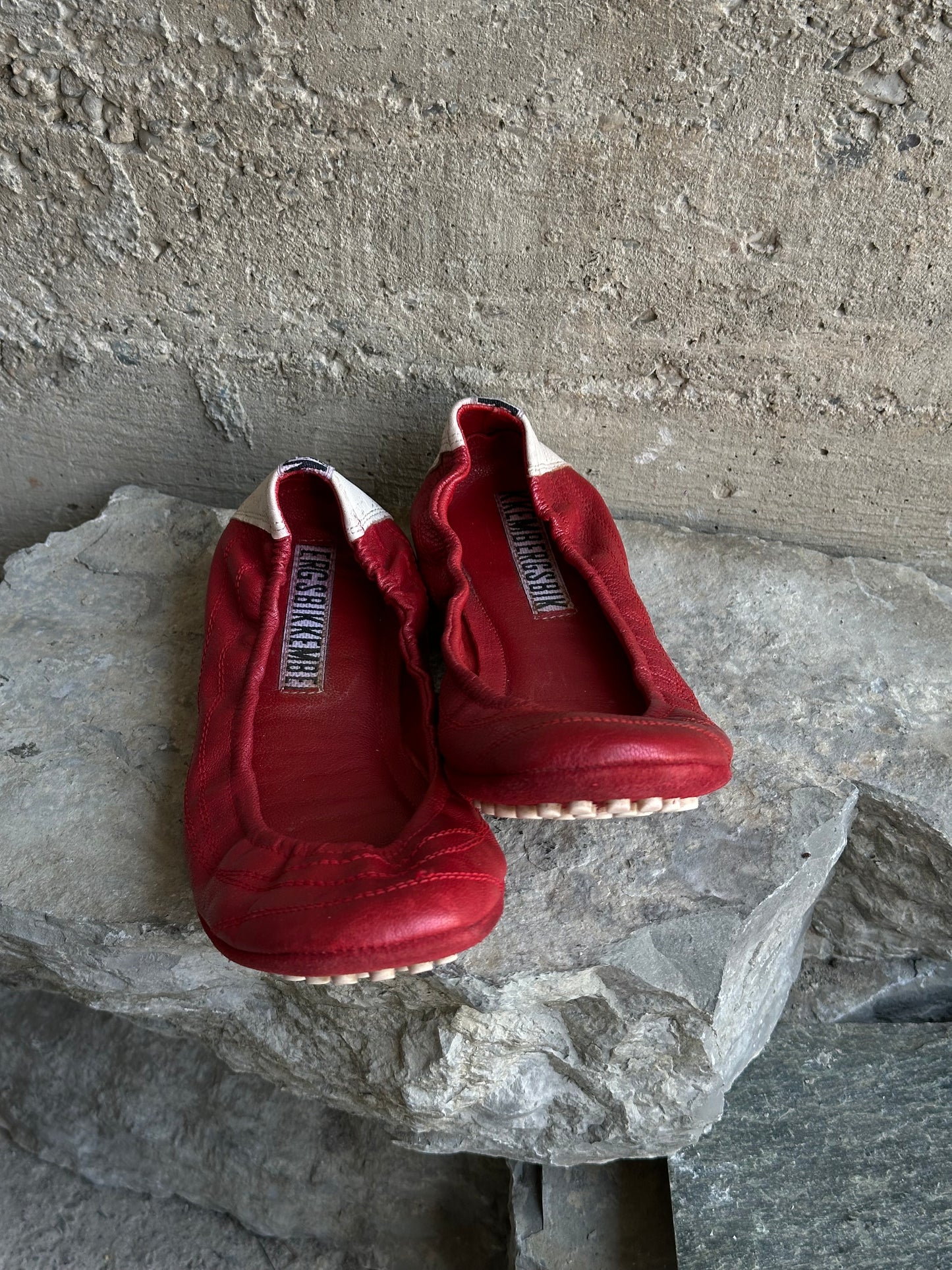 BIKKEMBERGS RED LEATHER BALLETS