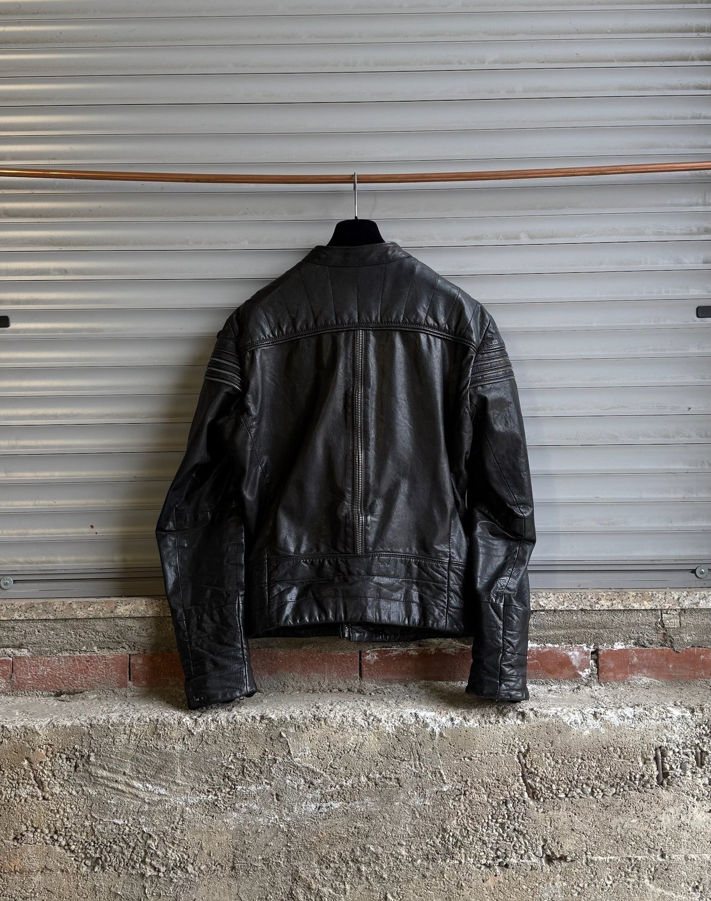 DIESEL SPINE ZIP LEATHER JACKET