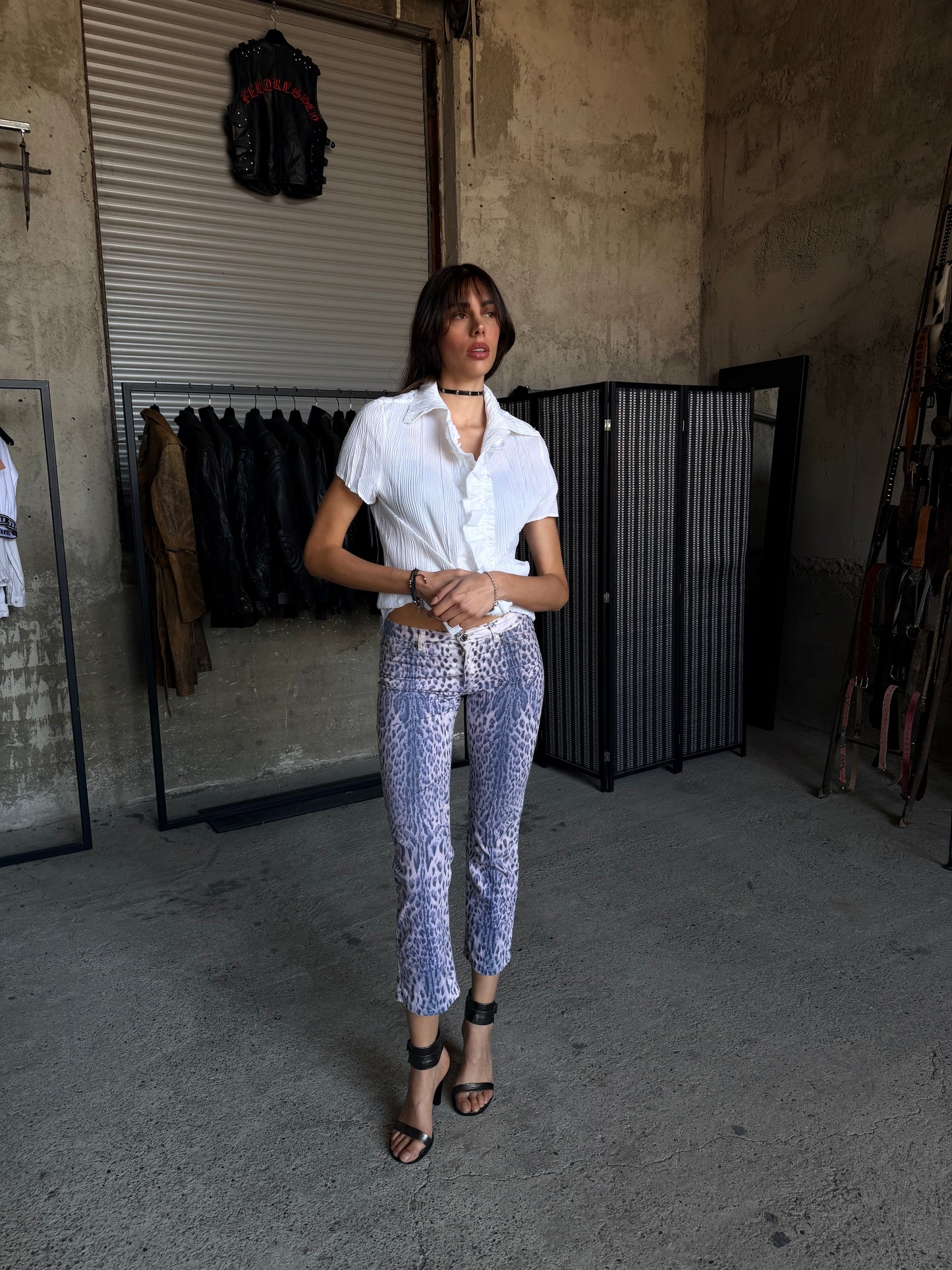 ROBERTO CAVALLI LEOPARD VIOLET PANTS