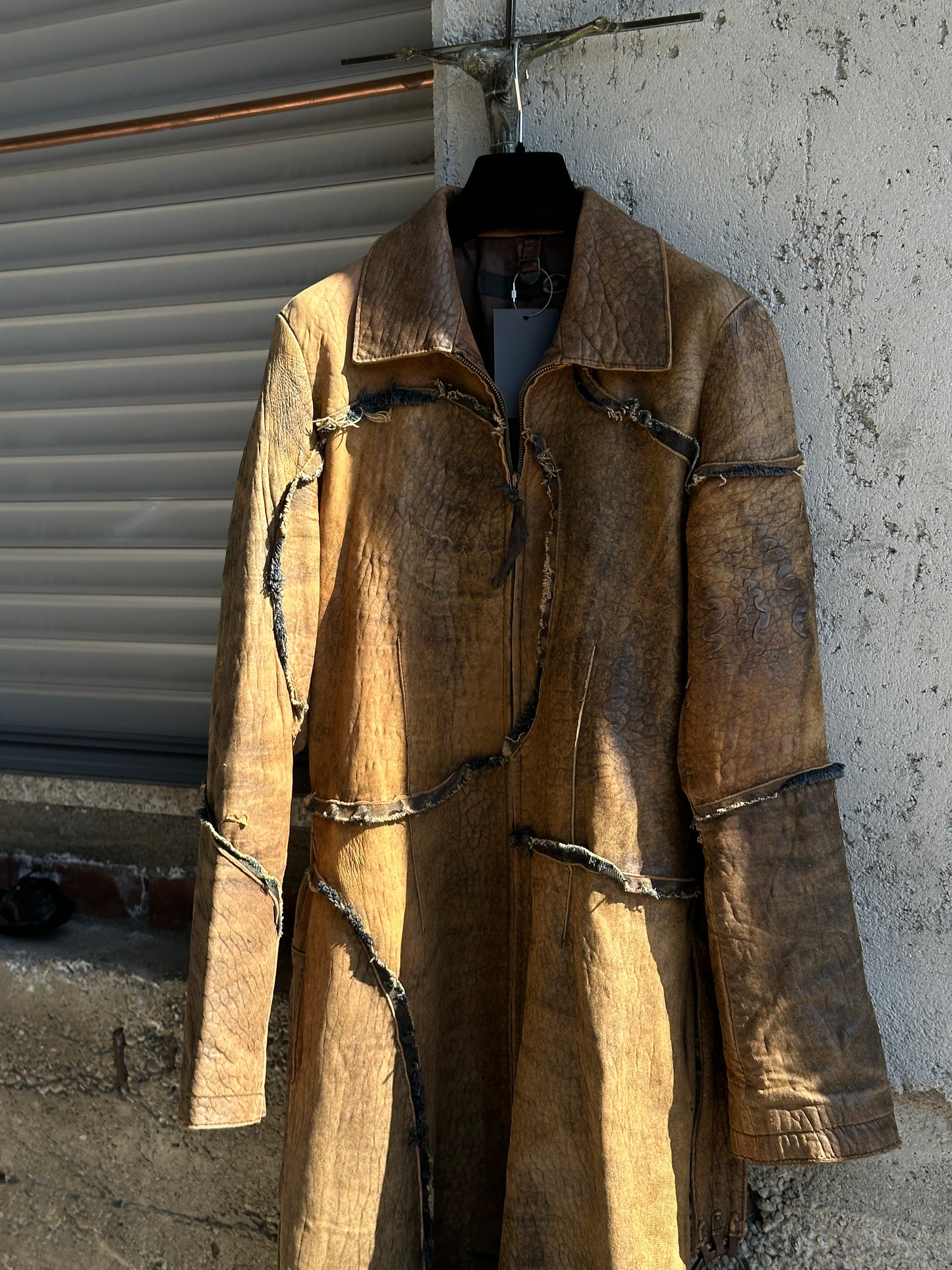 JUST CAVALLI BROWN LEATHER COAT