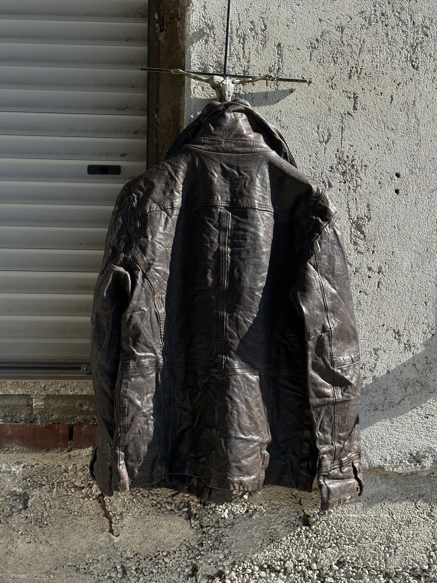 DIESEL BROWN WASHED LEATHER JACKET