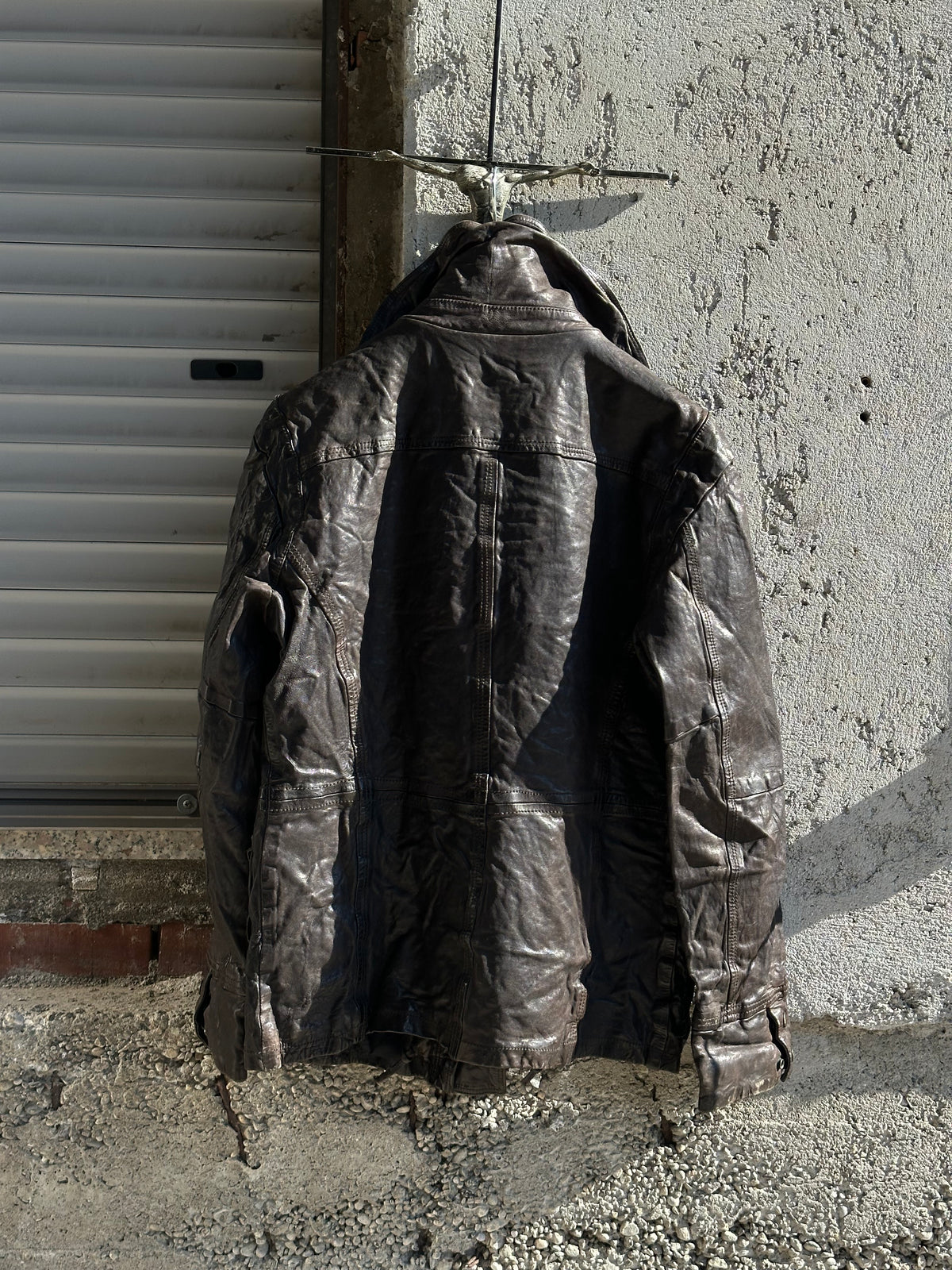 DIESEL BROWN WASHED LEATHER JACKET