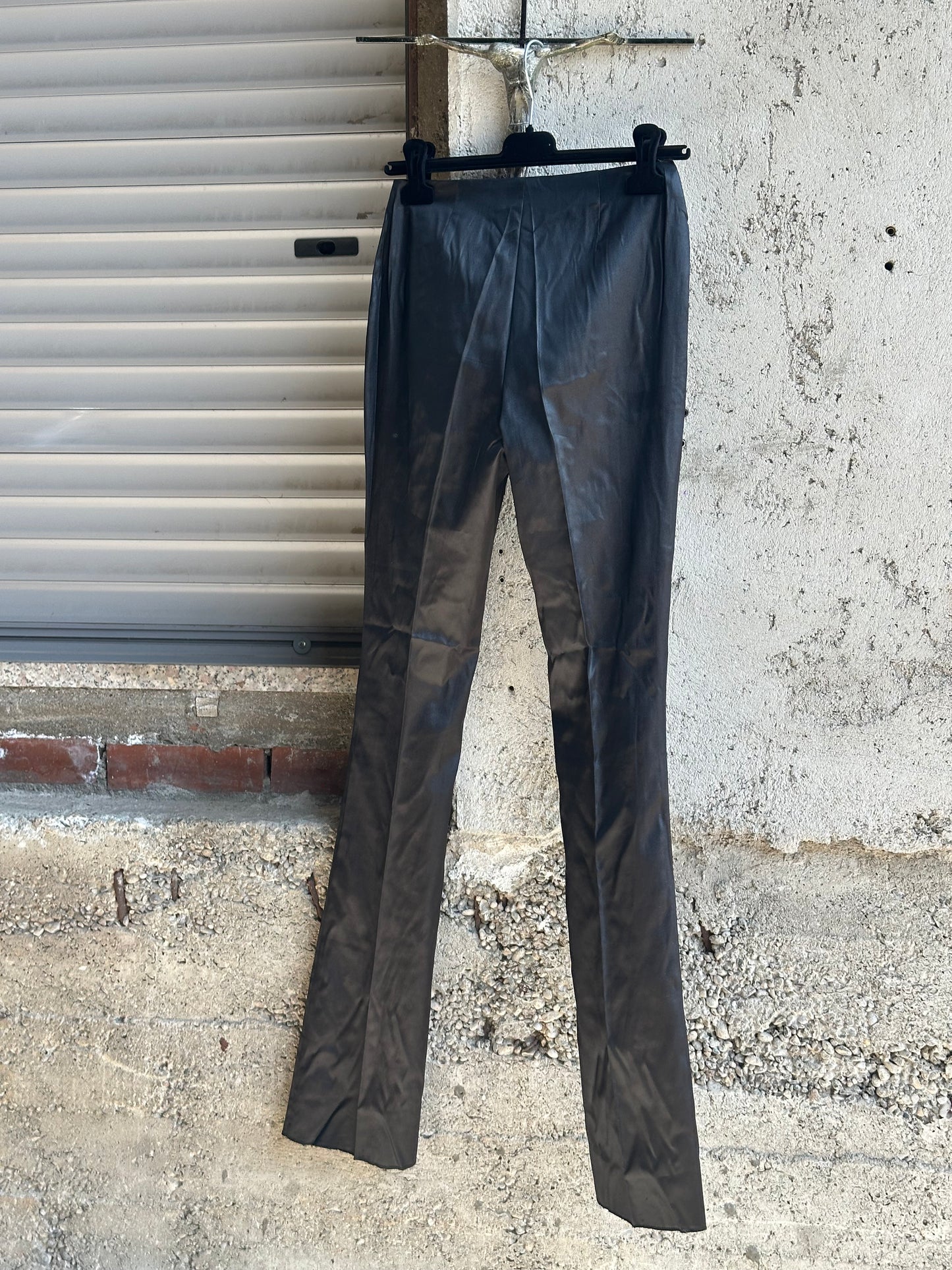 DOLCE & GABBANA BLACK SATIN SLIM LEG PANTS