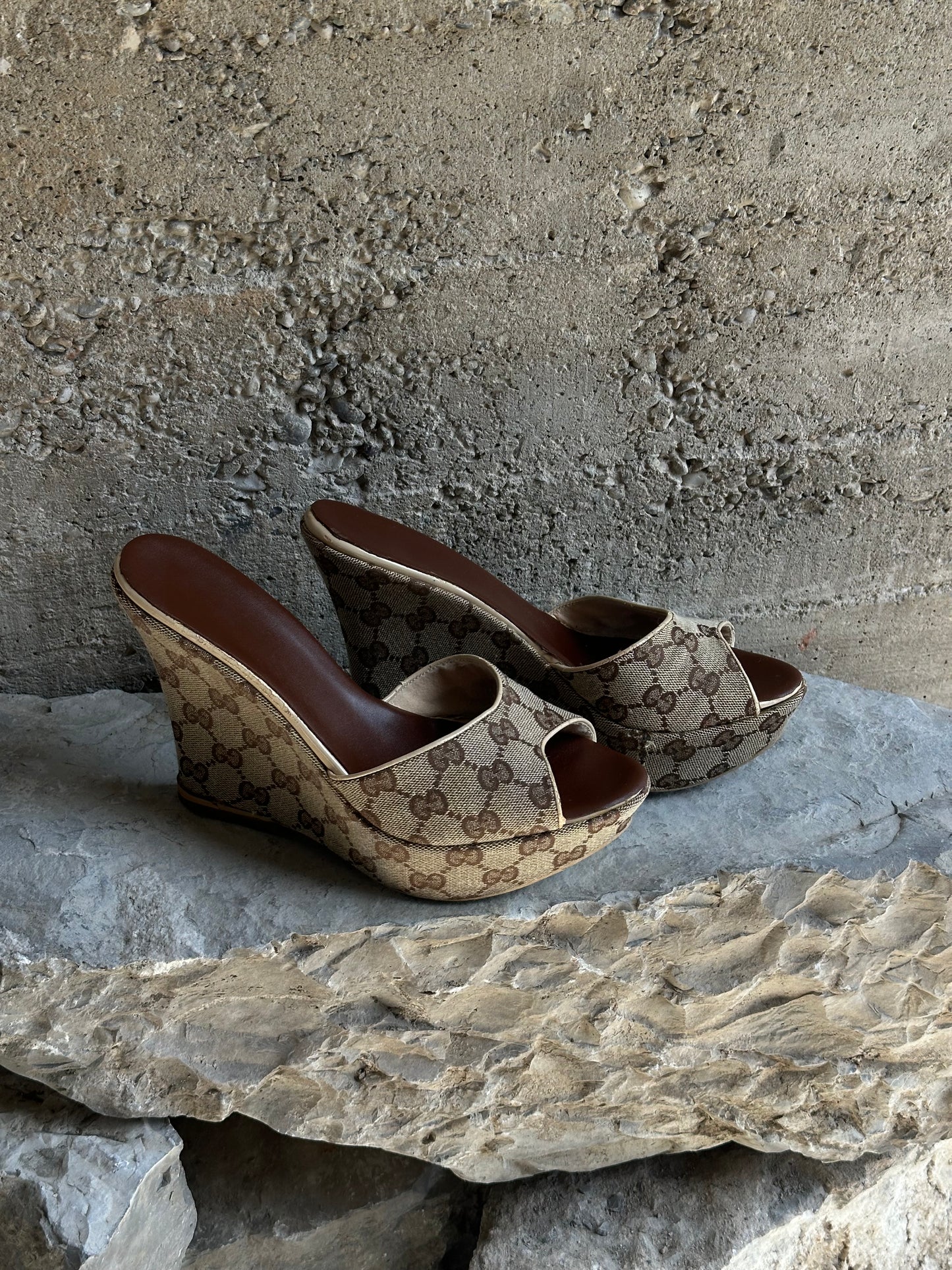 GUCCI GG MONOGRAM PLATFORM WEDGE
