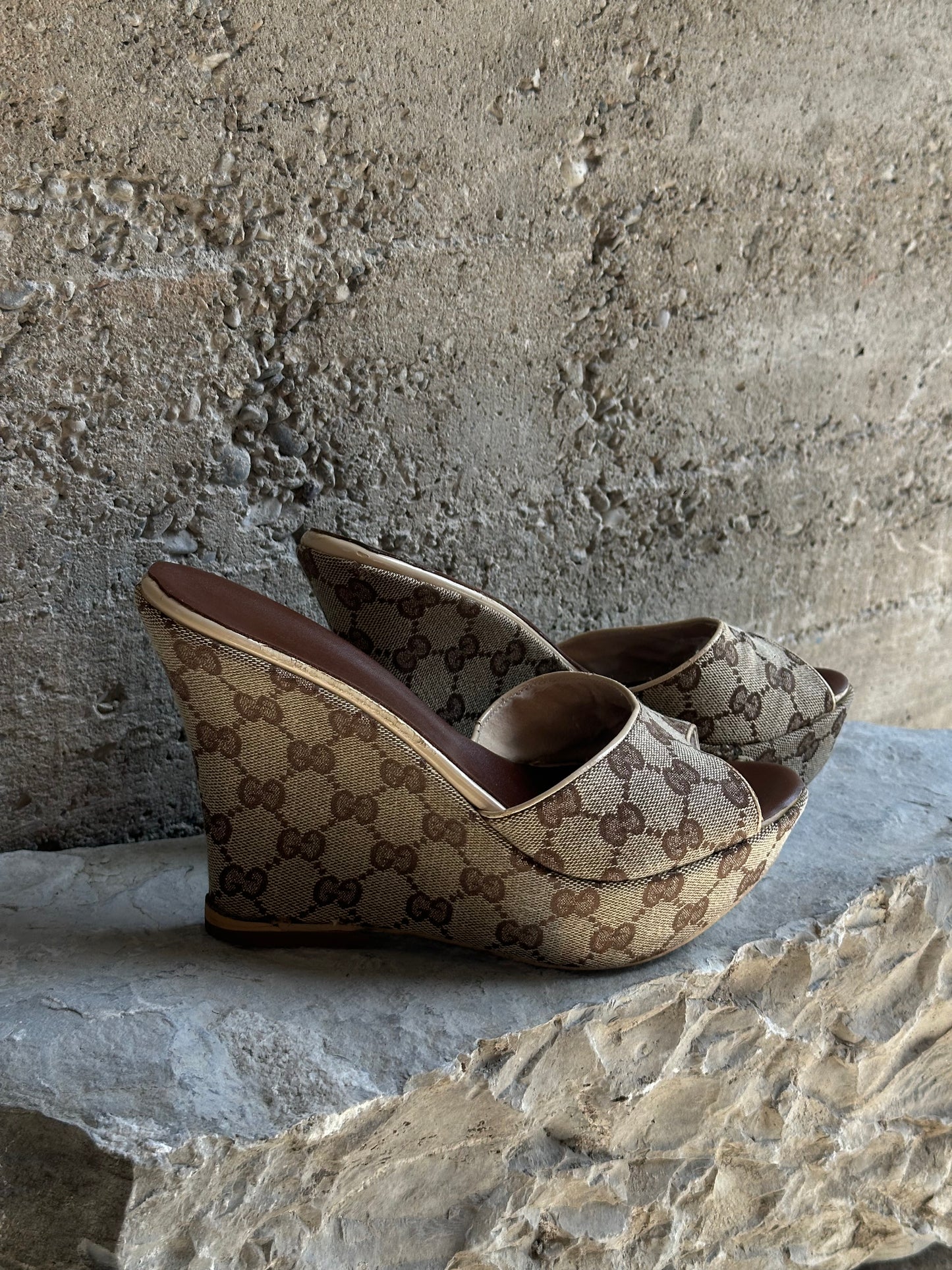 GUCCI GG MONOGRAM PLATFORM WEDGE