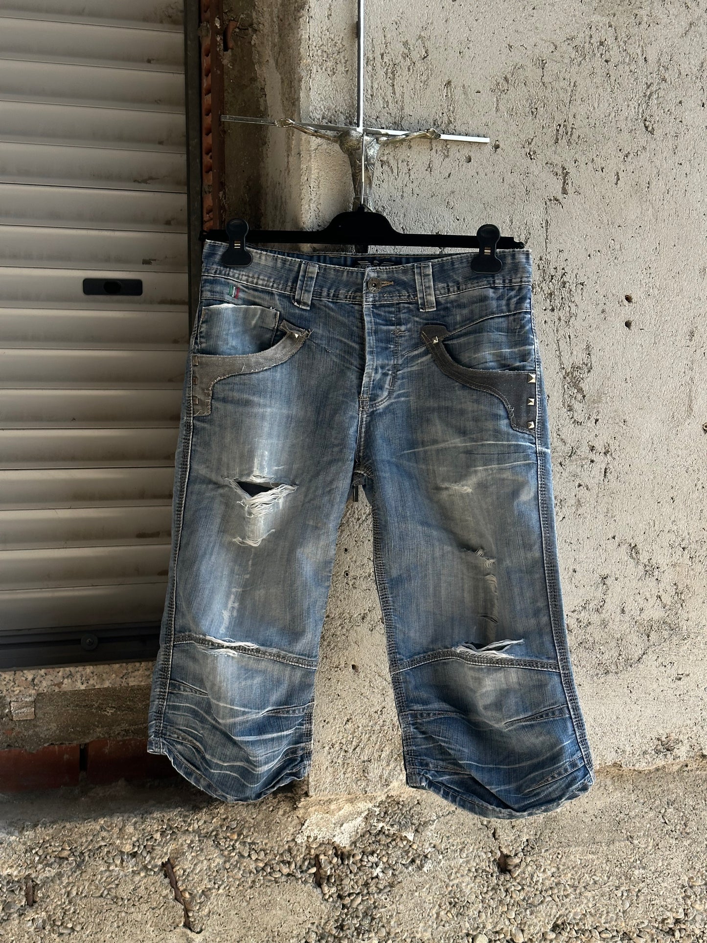 STUDDED DENIM SHORTS