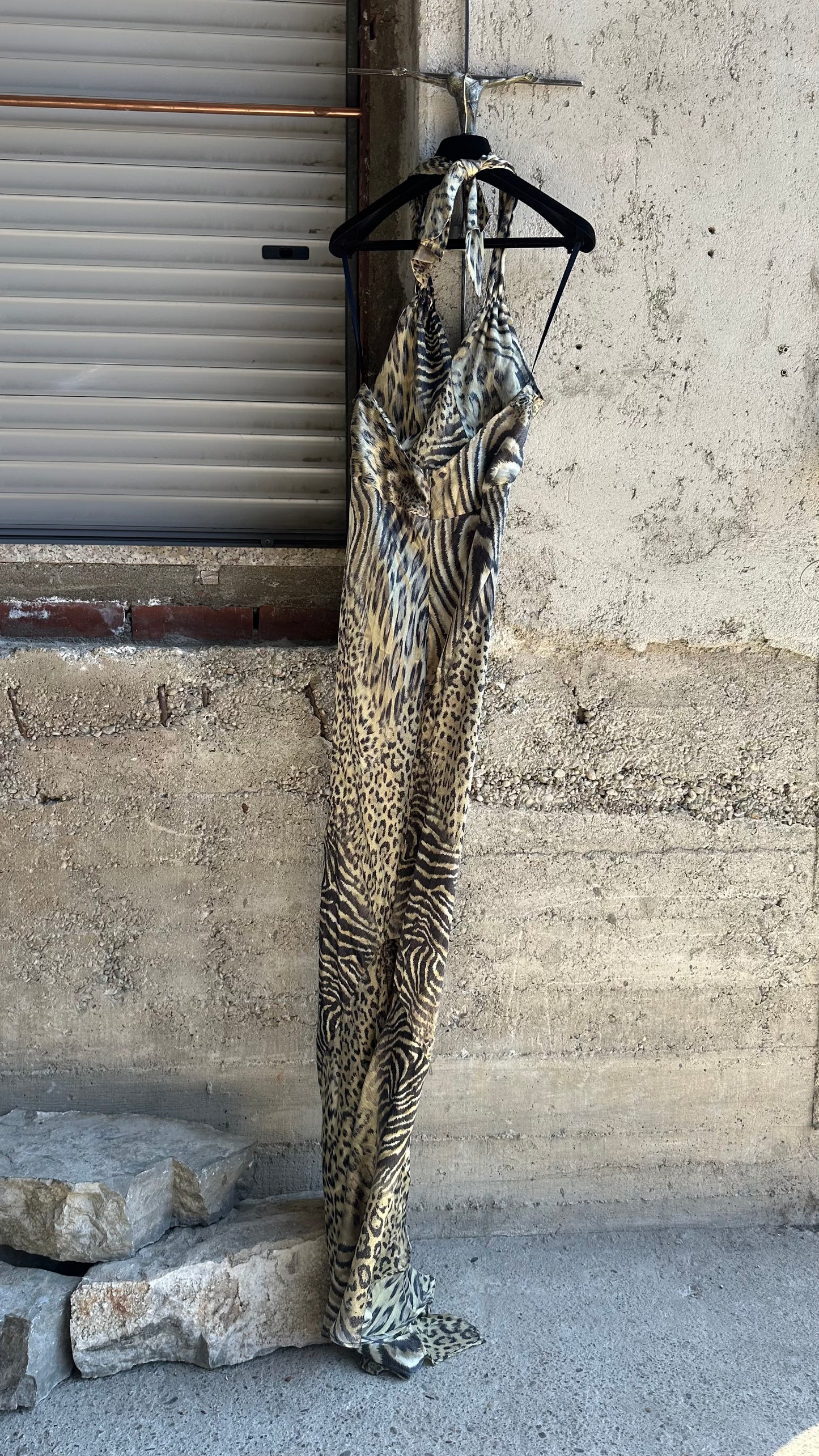 GUESS LEOPARD ZEBRA SILK LONG DRESS