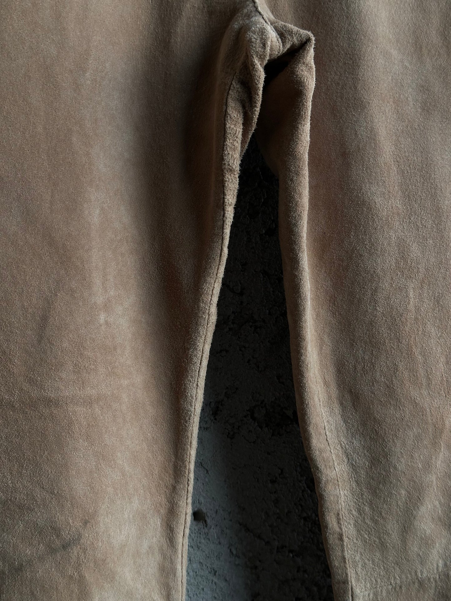BEIGE SUEDE FLARED PANTS