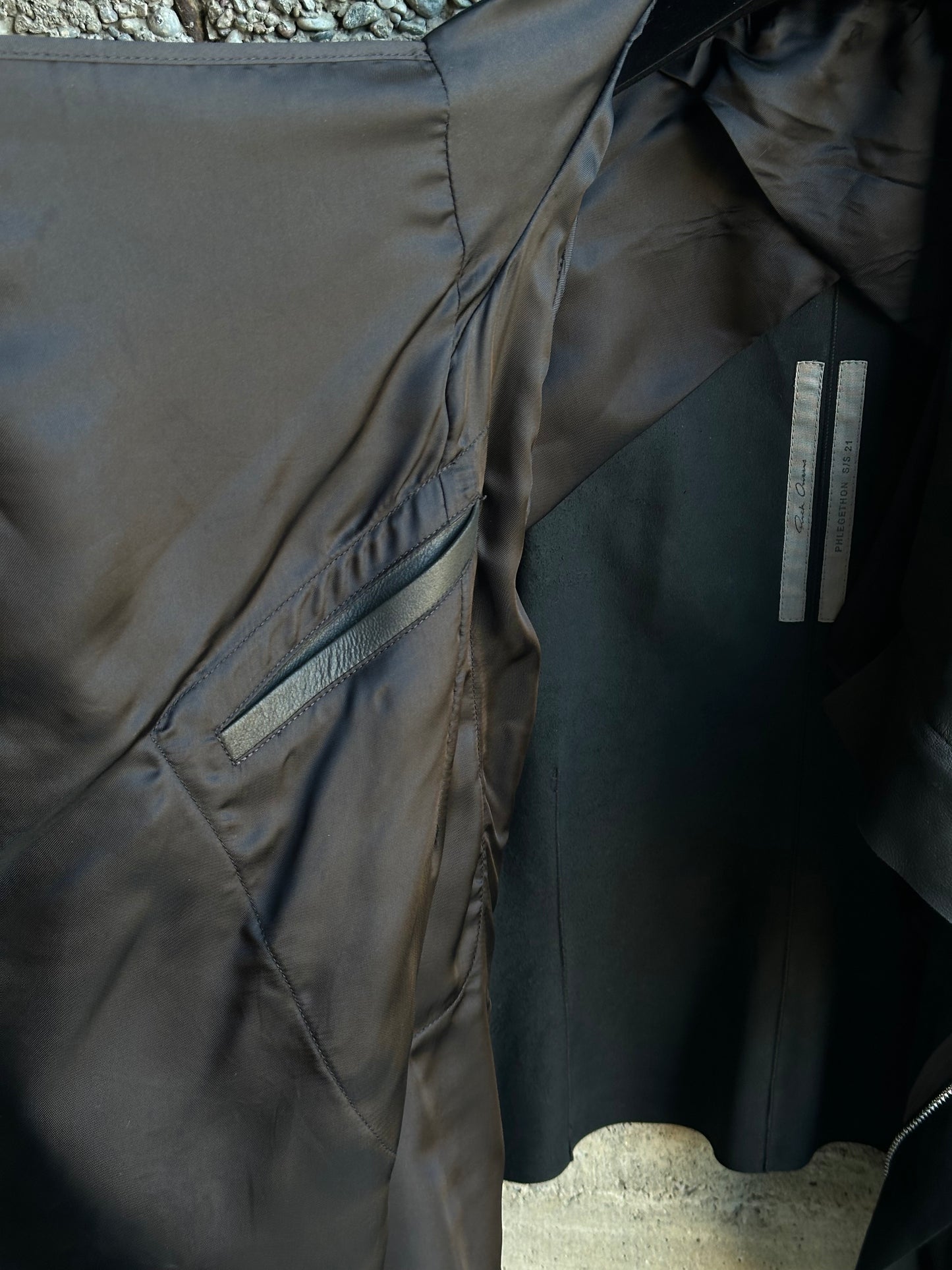 RICK OWENS GETHSEMANE HYBRID LEATHER/KNIT JACKET