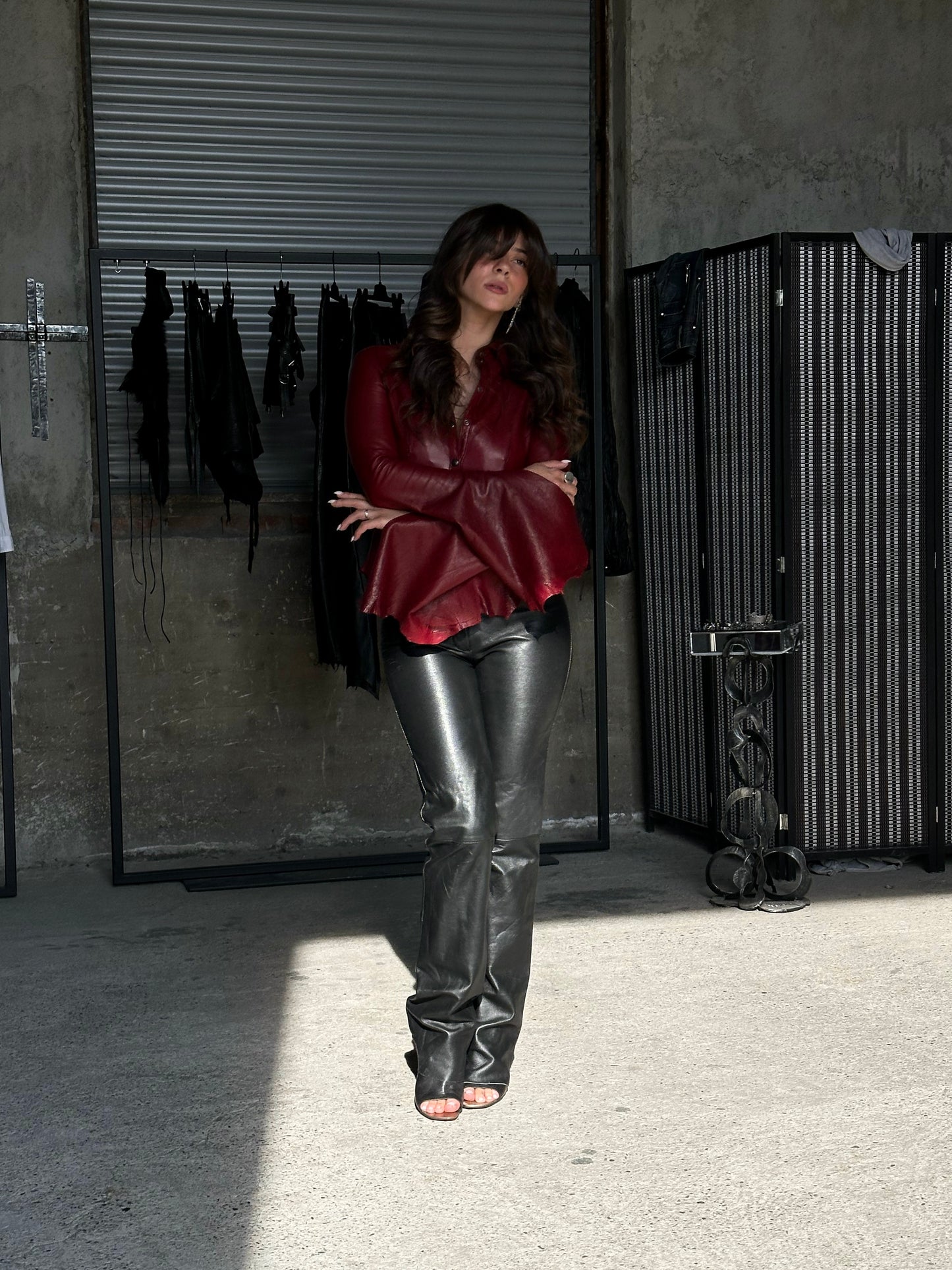 ALEKSANDER CECCO RUBEDO LAMBSKIN LEATHER SHIRT