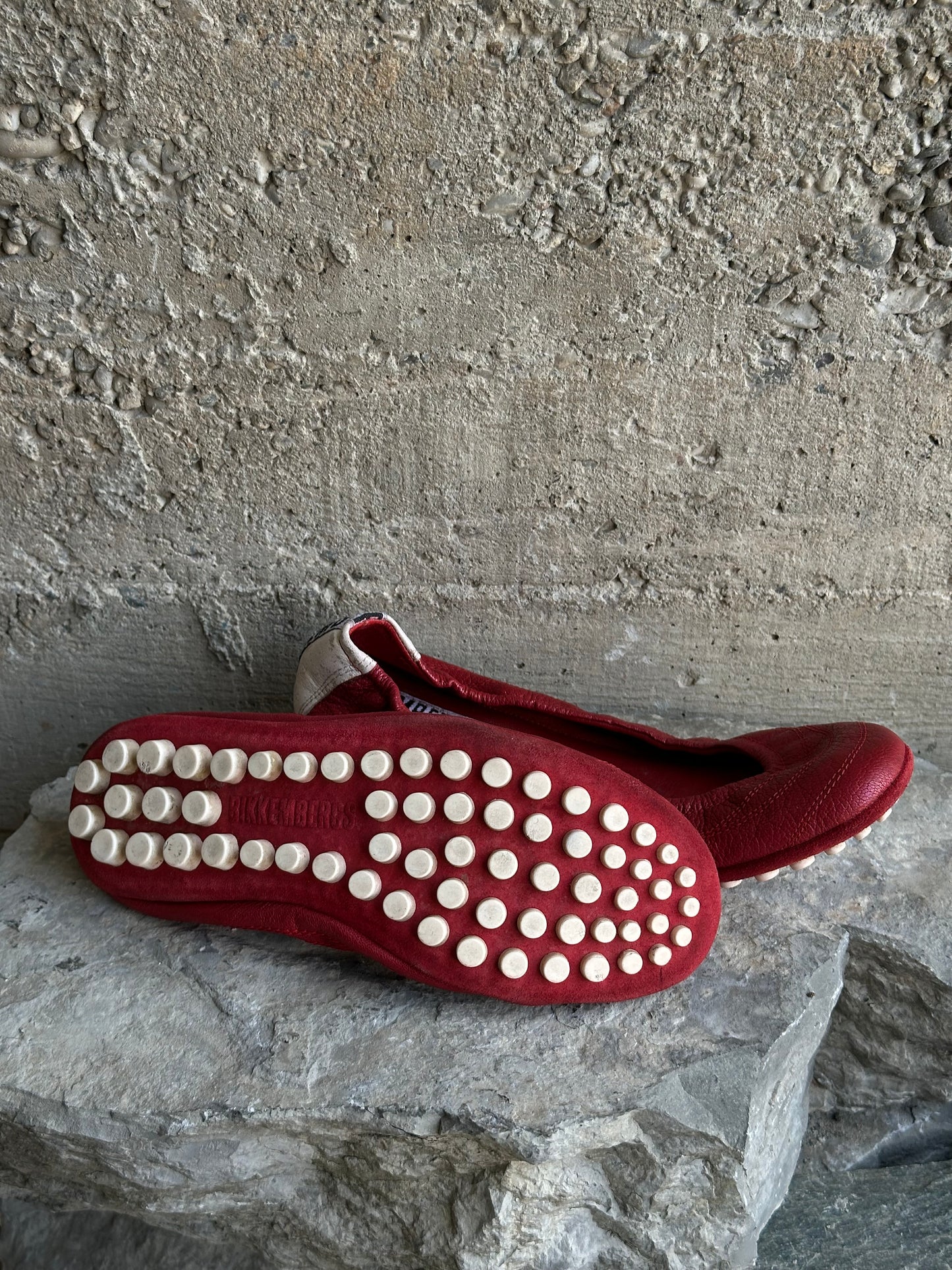 BIKKEMBERGS RED LEATHER BALLETS