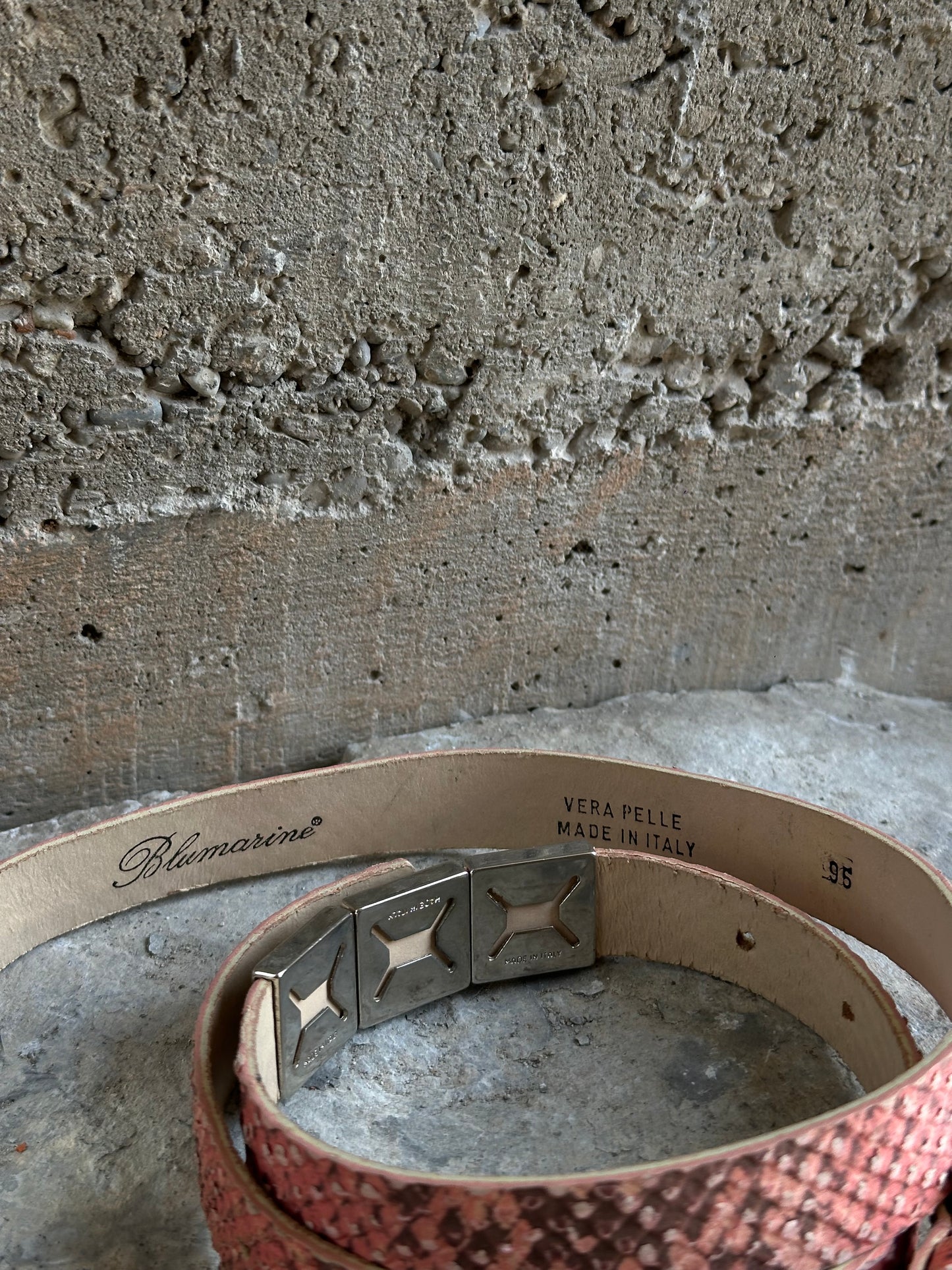 BLUMARINE PINK SNAKE SKIN LEATHER BELT