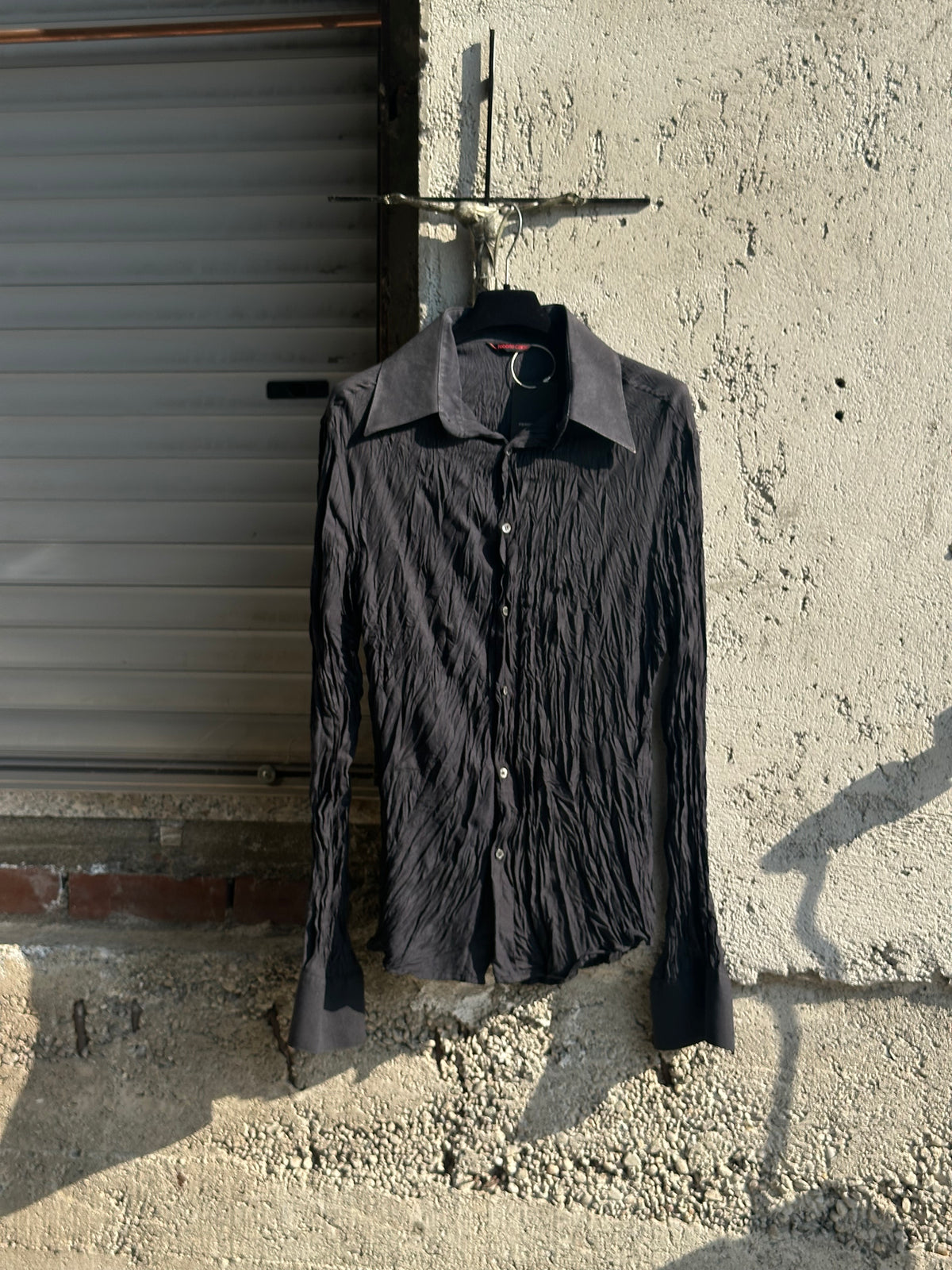 ROBERTO CAVALLI PLISSE BLACK SHIRT