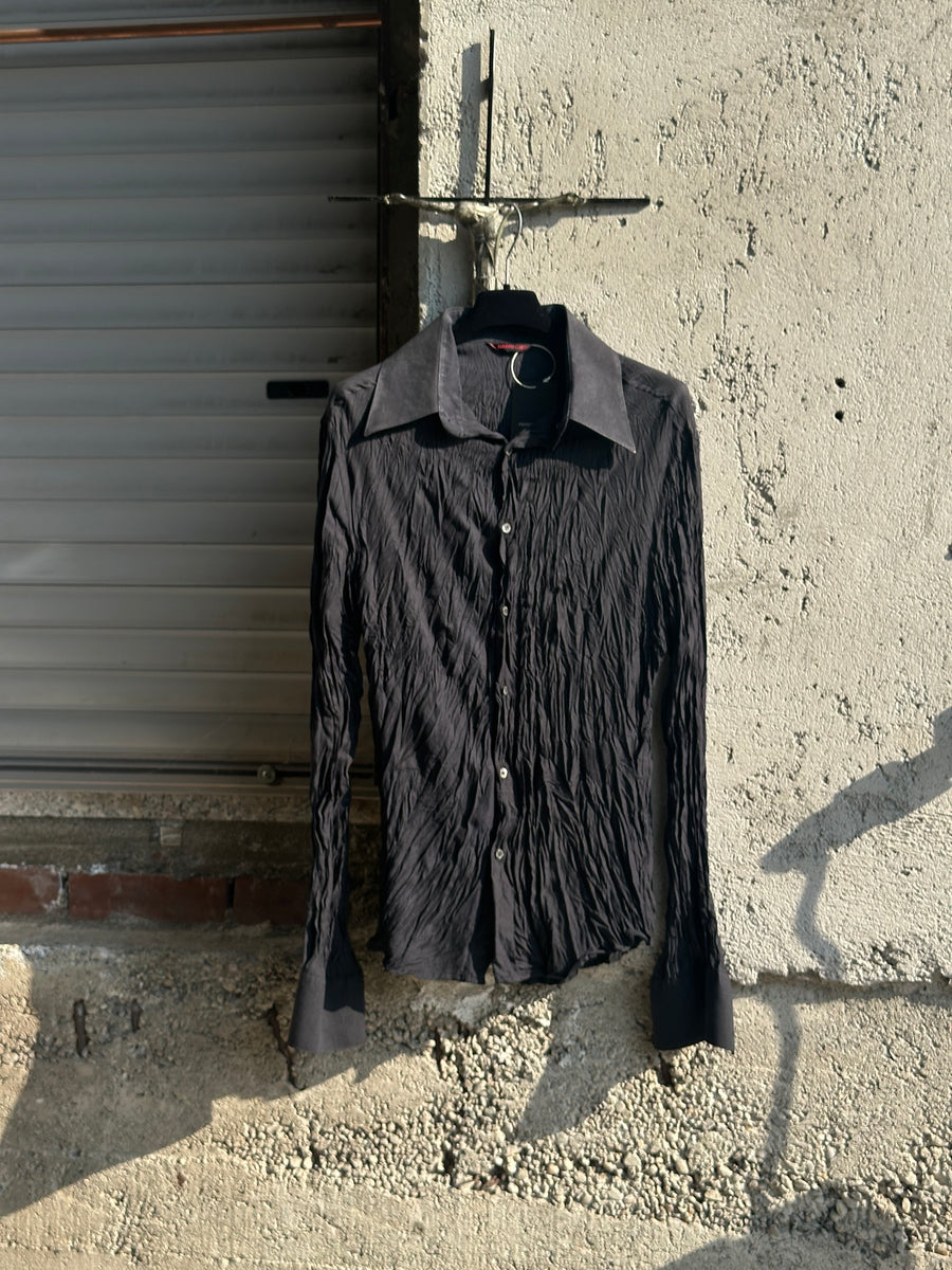 ROBERTO CAVALLI PLISSE BLACK SHIRT