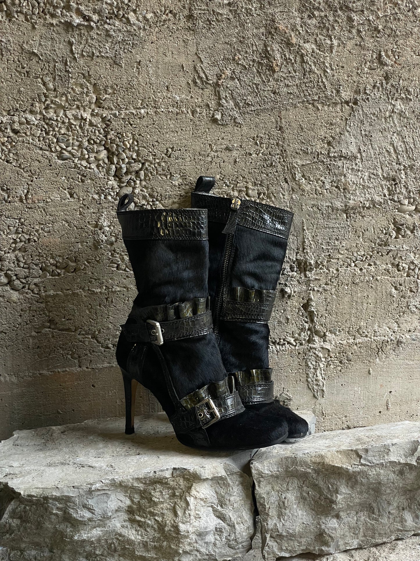 DSQUARED2 PONYHAIR CROCO BOOTS