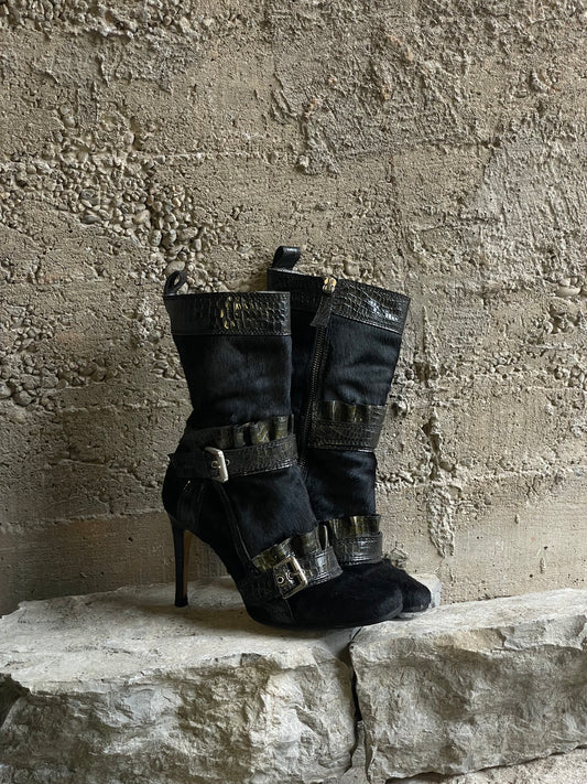 DSQUARED2 PONYHAIR CROCO BOOTS