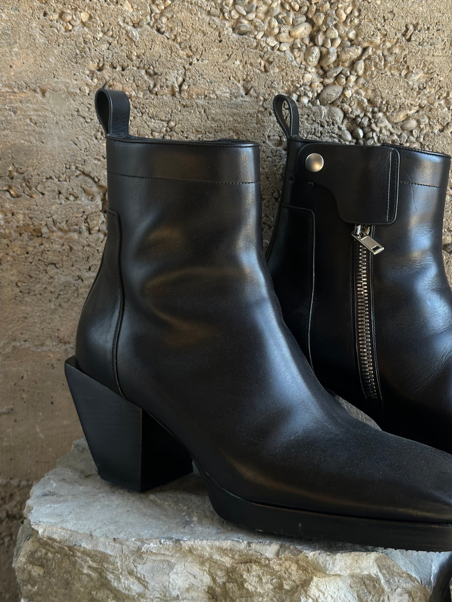 RICK OWENS KISS LEATHER BOOTS