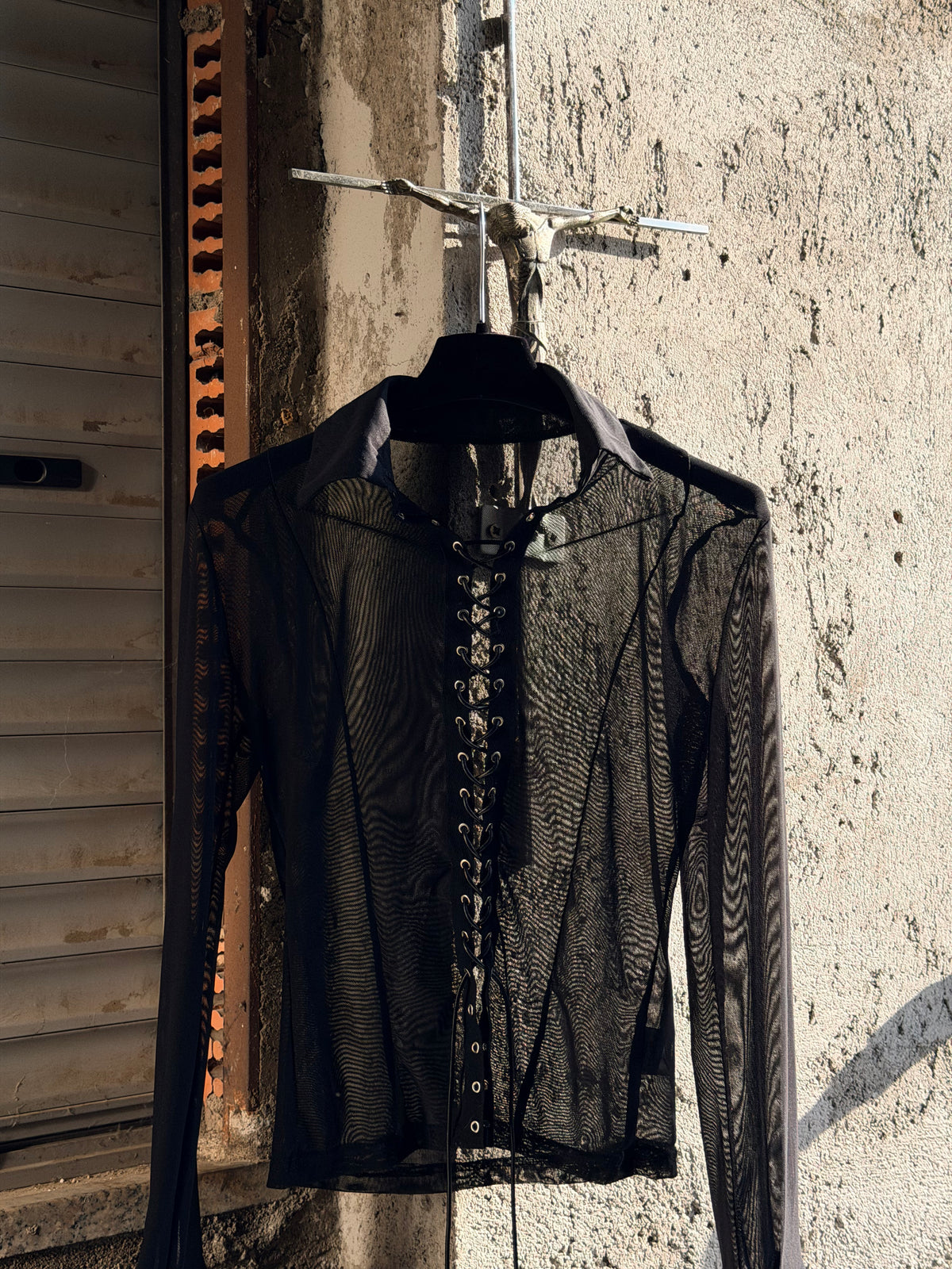 LACED UP CORSET TRANSPARENT SHIRT