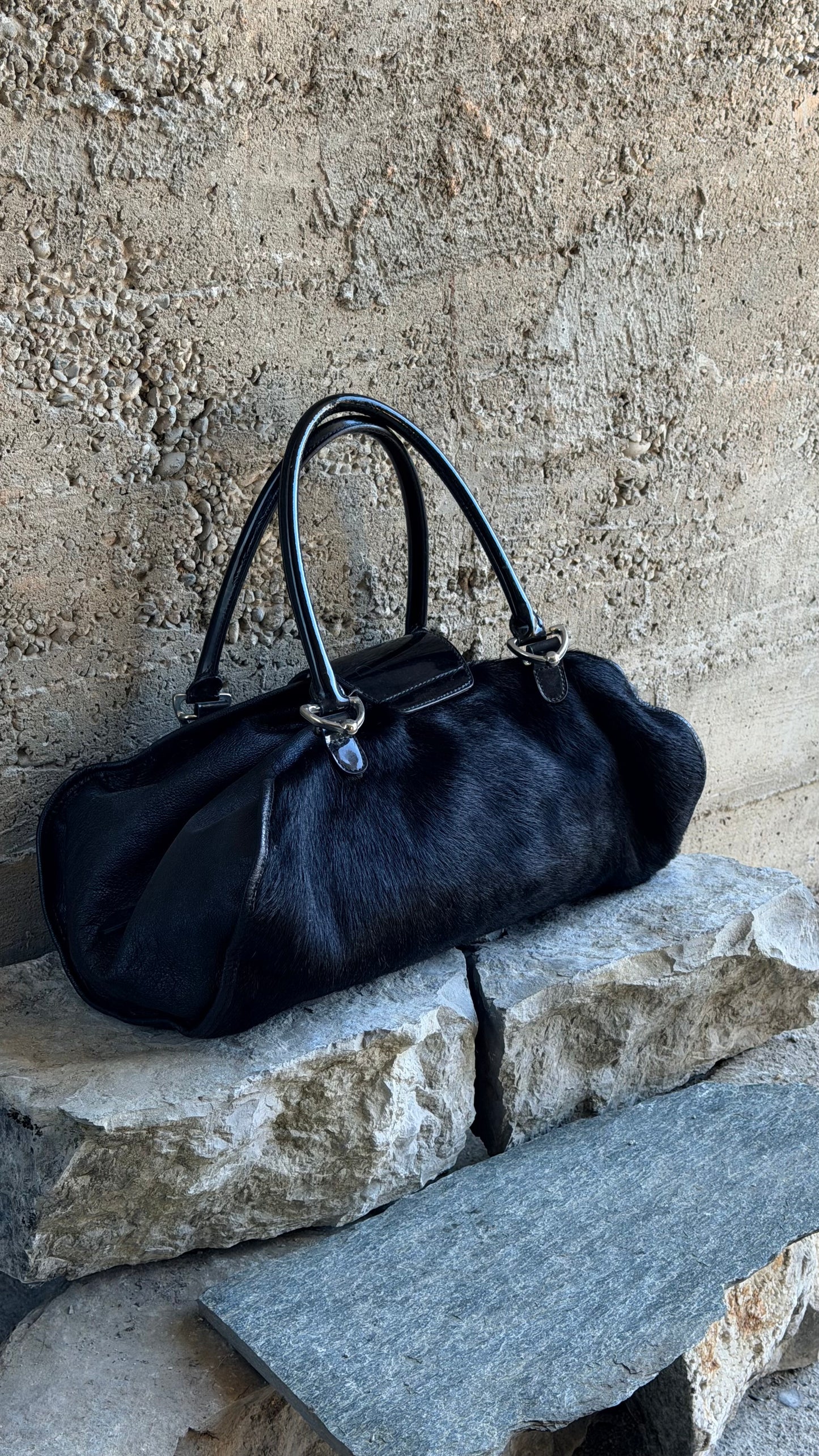 DOLCE & GABBANA BLACK PONYHAIR BAG