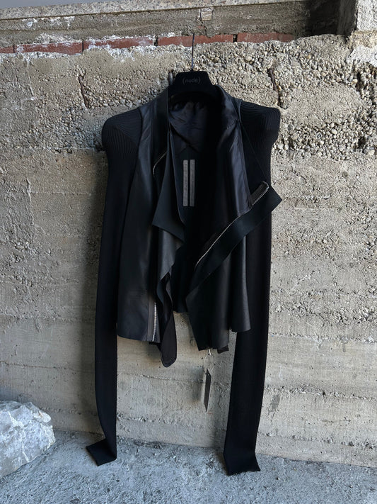 RICK OWENS GETHSEMANE HYBRID LEATHER/KNIT JACKET
