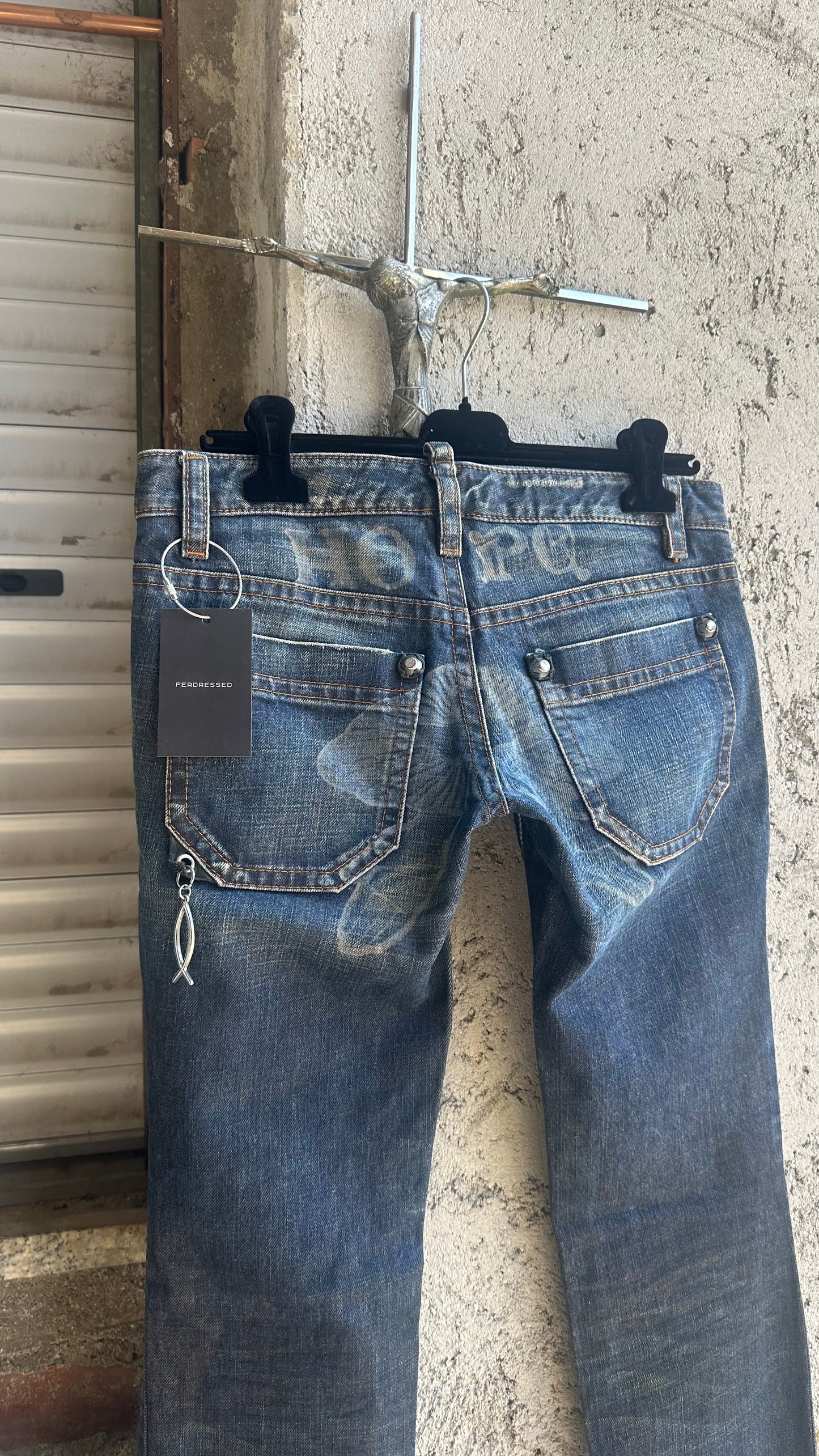 DSQUARED2 HOLY SPIRIT FLARED DENIM PANTS