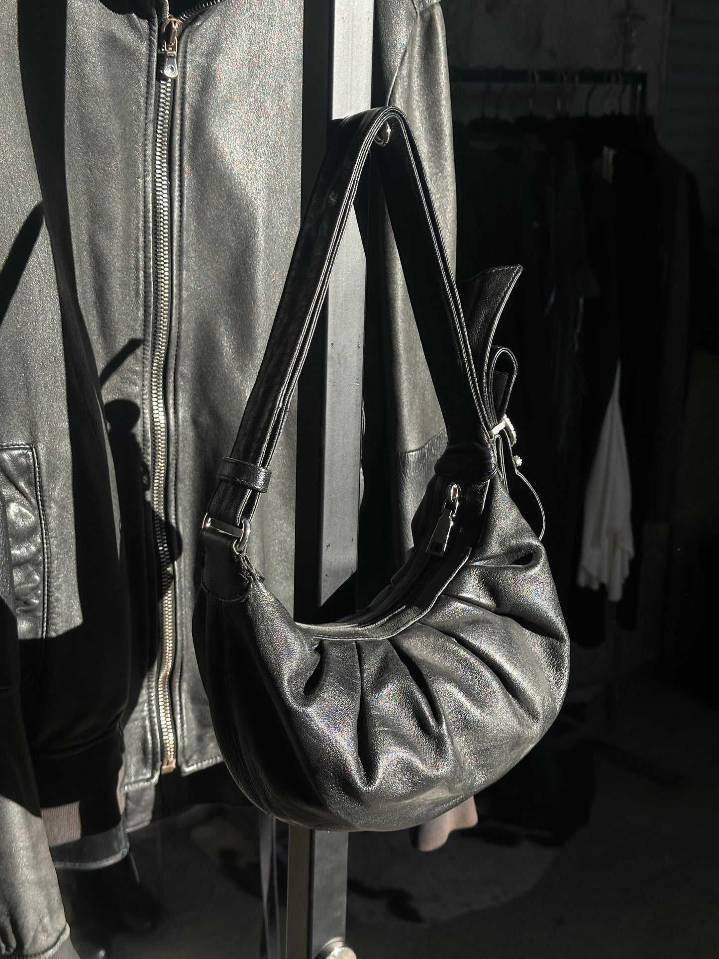 BLUMARINE RHINESTONES LEATHER BAG