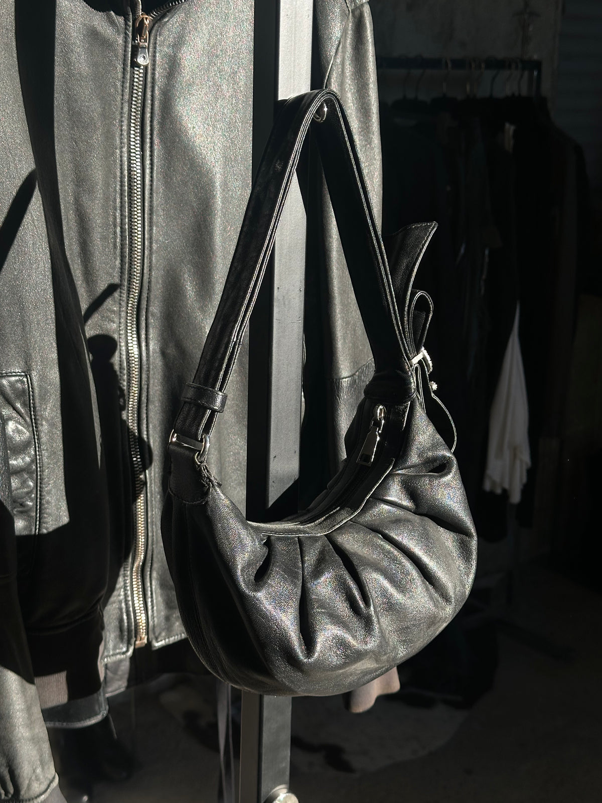 BLUMARINE RHINESTONES LEATHER BAG
