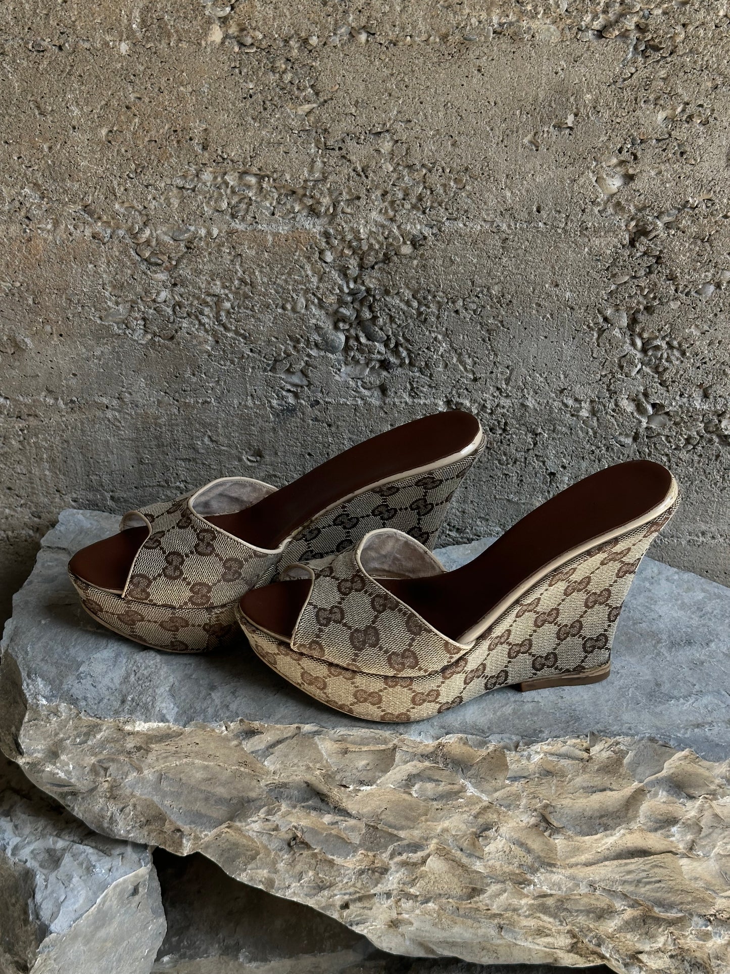 GUCCI GG MONOGRAM PLATFORM WEDGE