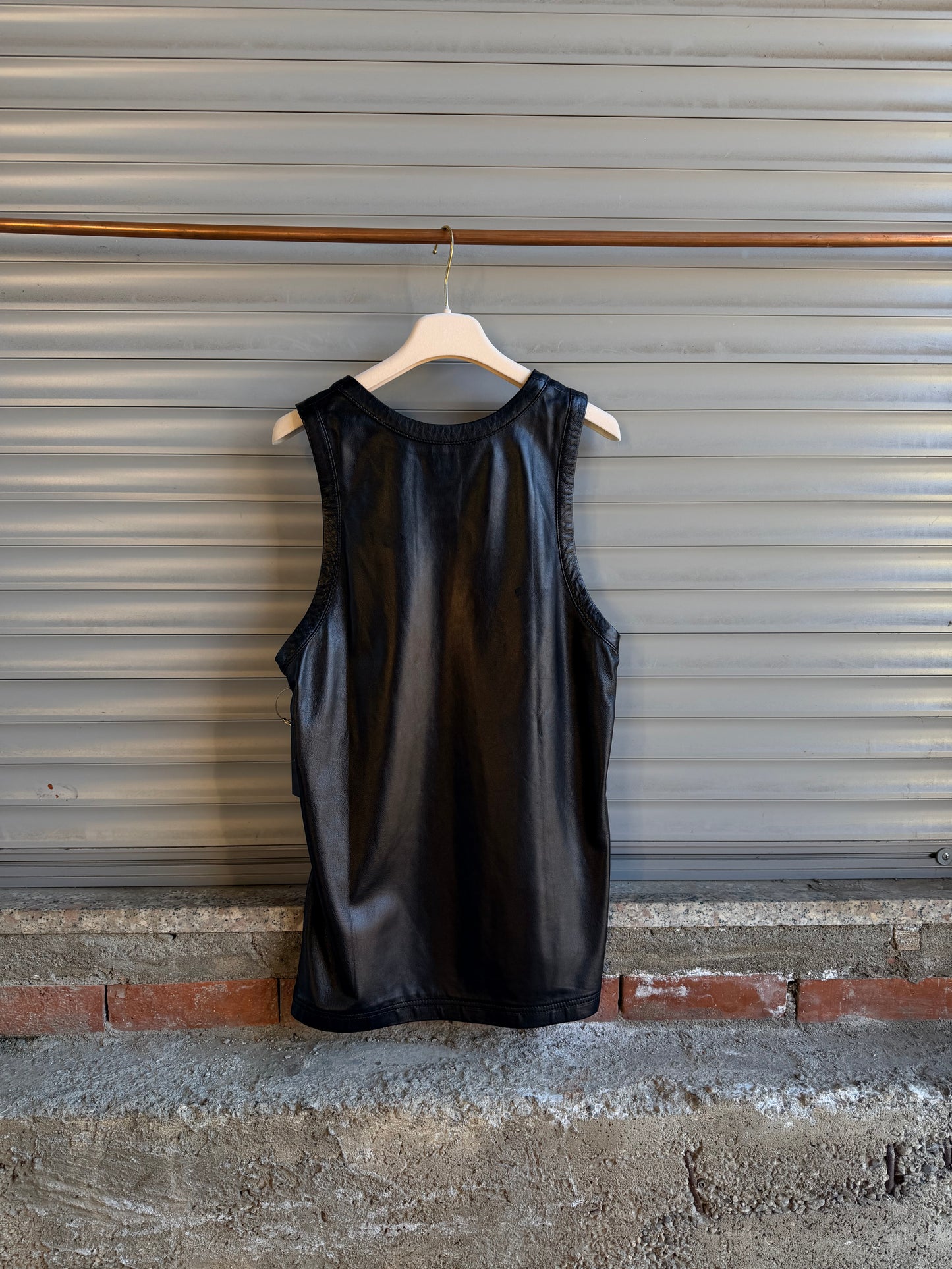 LEATHER CROSS TANK TOP