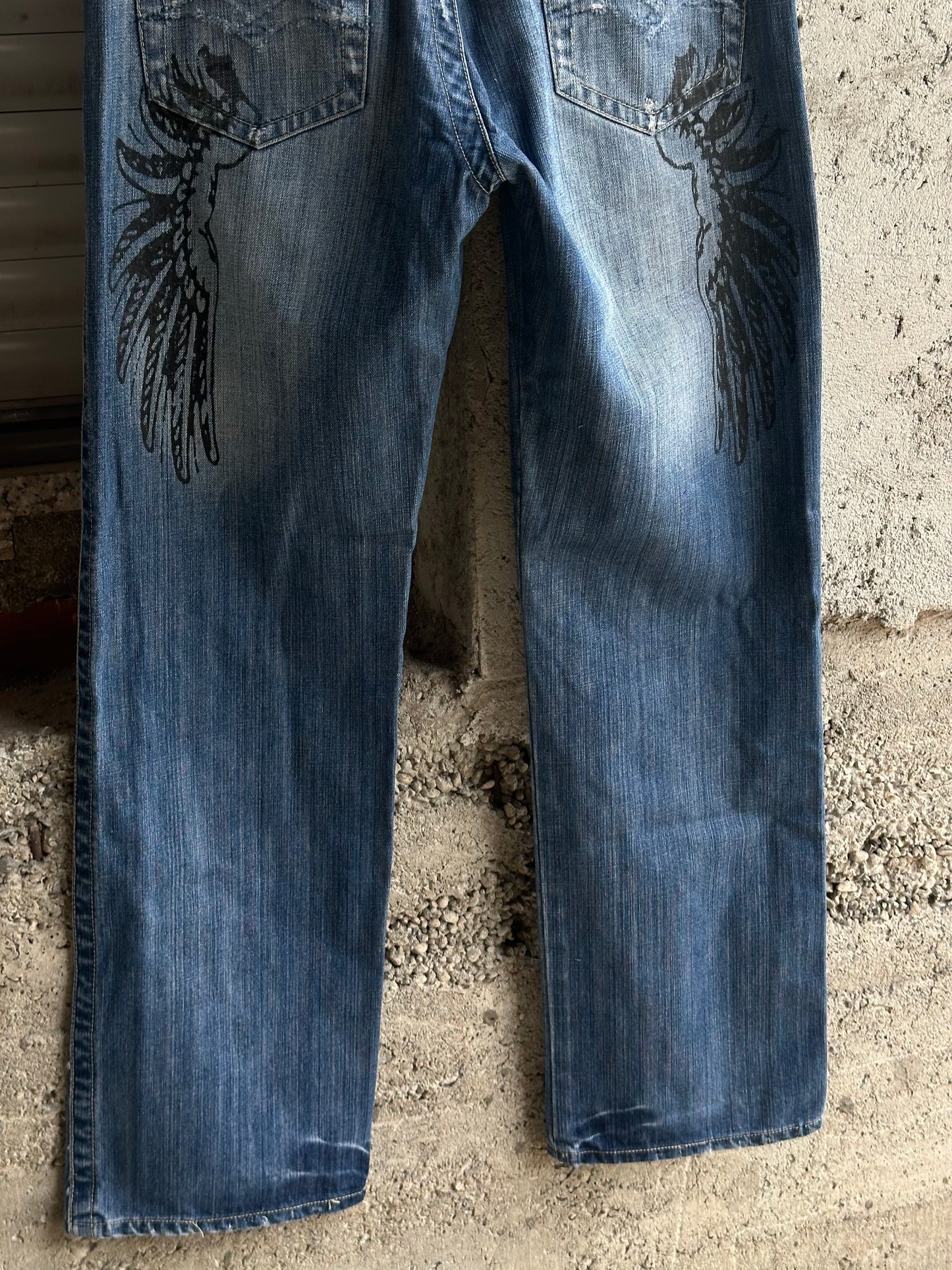 BLACK WINGS DENIM PANTS