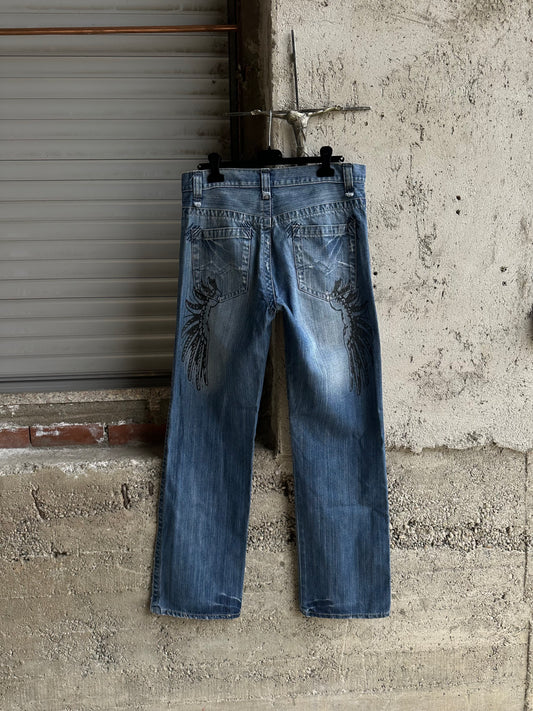 BLACK WINGS DENIM PANTS