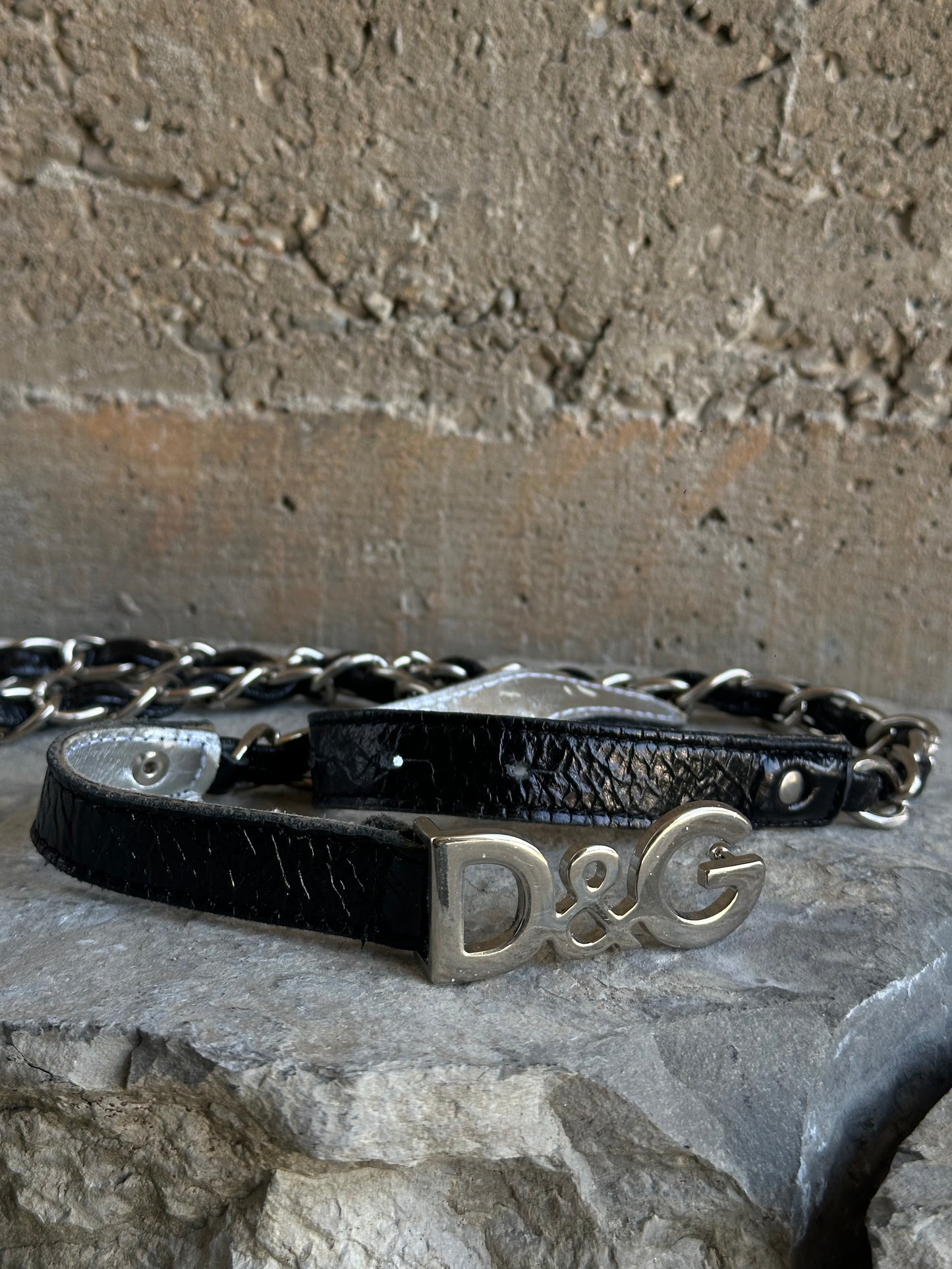 DOLCE & GABBANA LEATHER CHAIN BELT