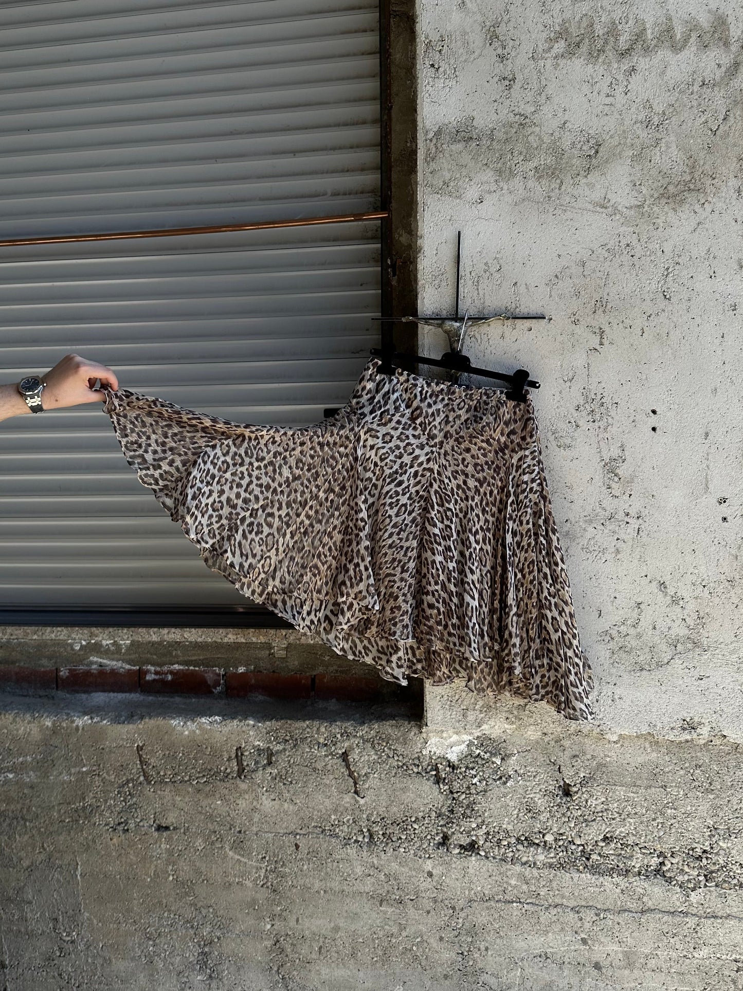 DOLCE & GABBANA LEOPARD TRANSPARENT PLISSE SKIRT