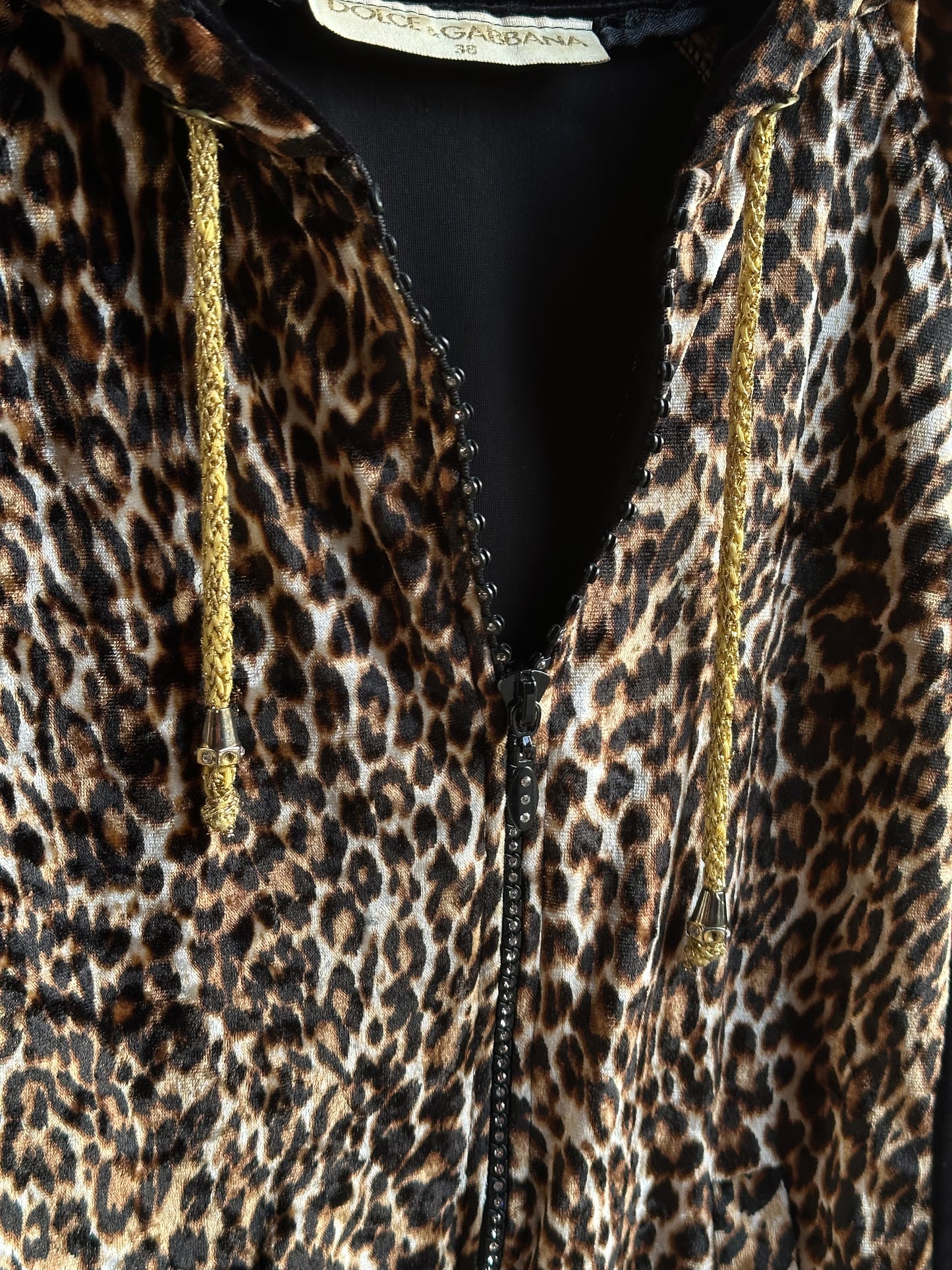 DOLCE & GABBANA LEOPARD RHINESTONES HOODIE