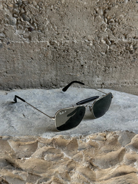 RAY BAN RB 3415-Q CARAVAN LEATHER SUNGLASSES