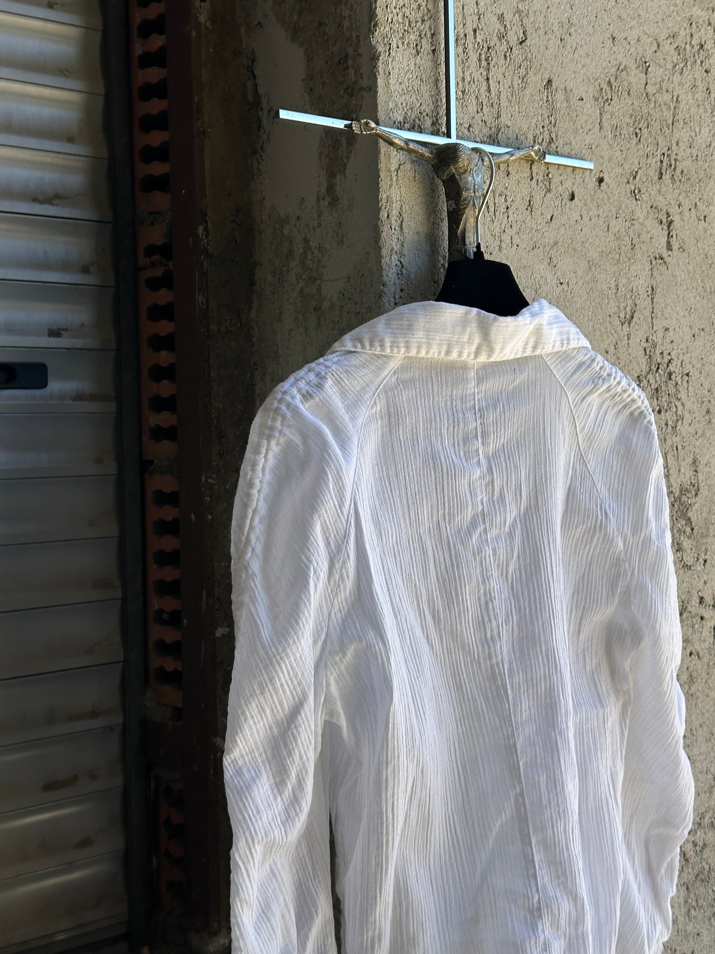ARMANI PLISSE SEMITRANSPARENT WHITE SHIRT