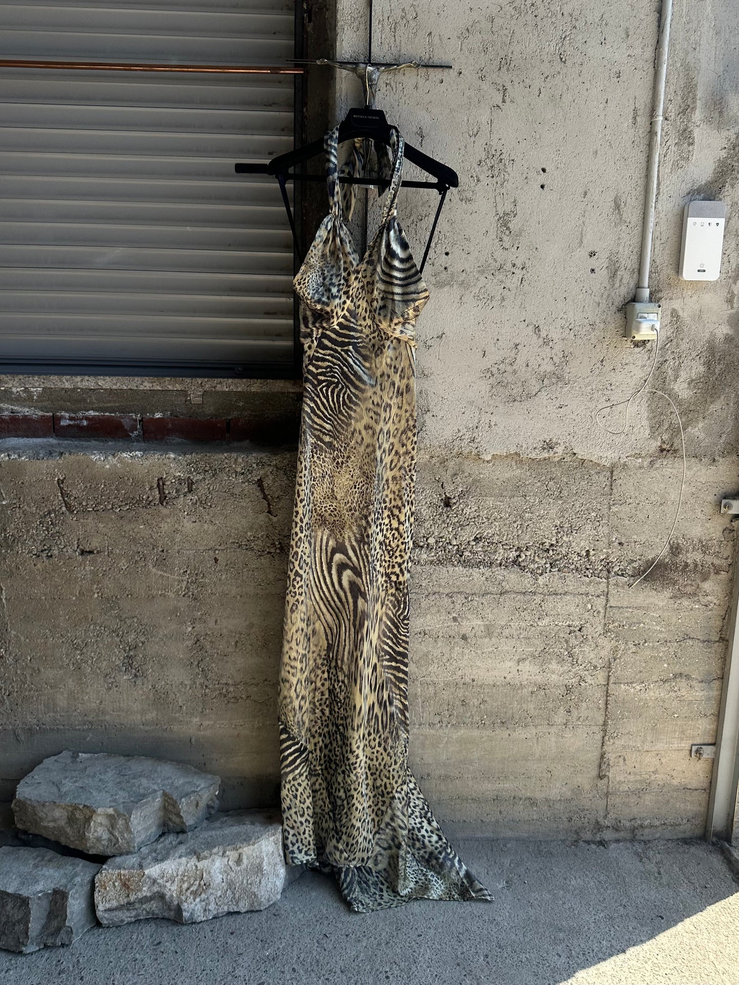 GUESS LEOPARD ZEBRA SILK LONG DRESS