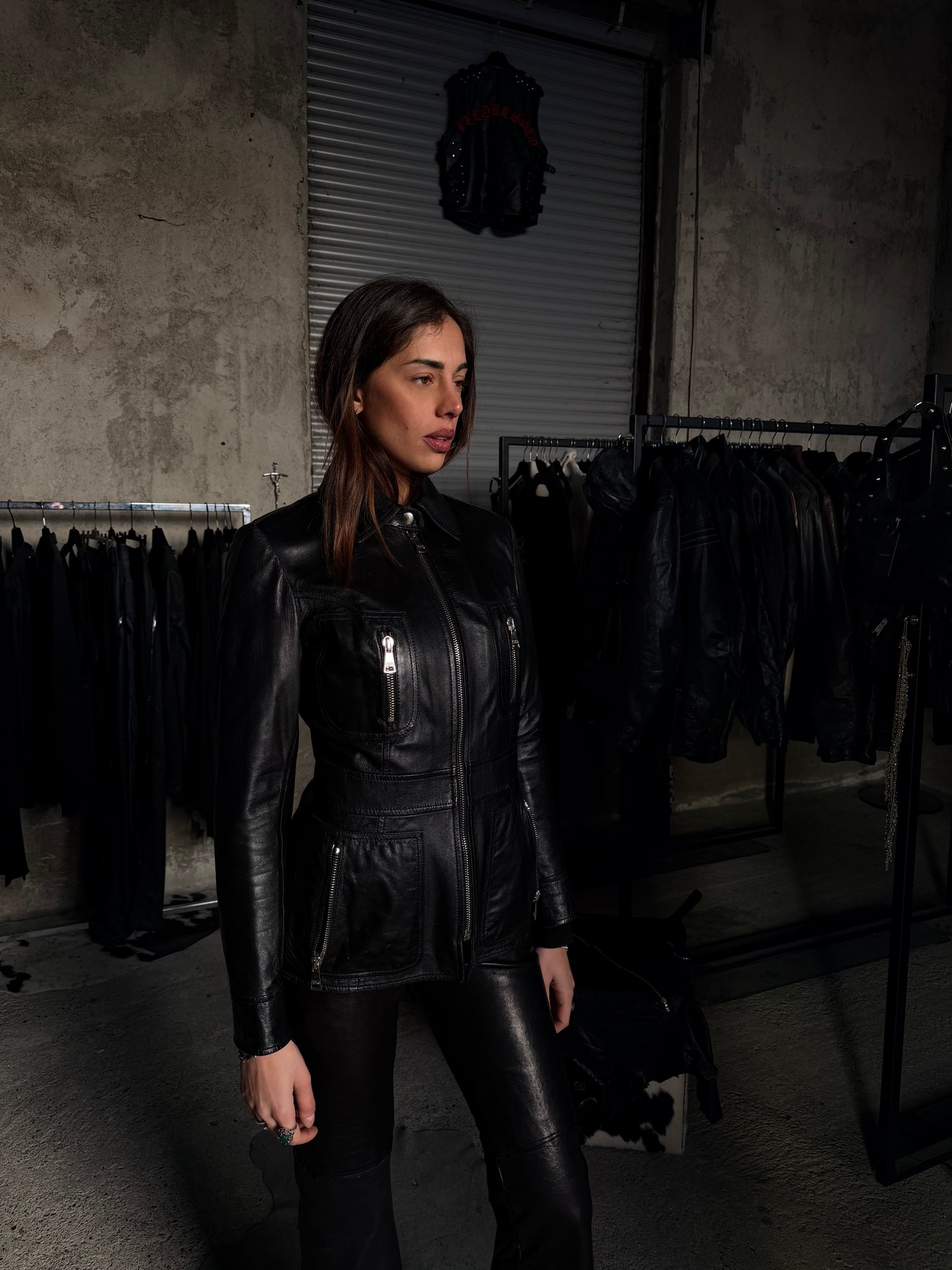 DOLCE & GABBANA LEATHER ZIPPED STRUCTURED JACKET