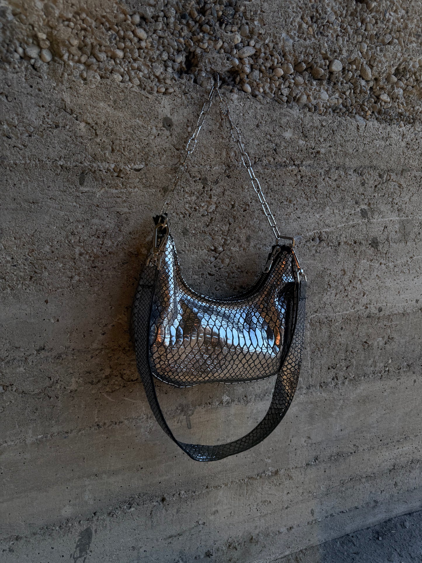 ALEKSANDER CECCO SNAKE SKIN SILVER MINI BAG