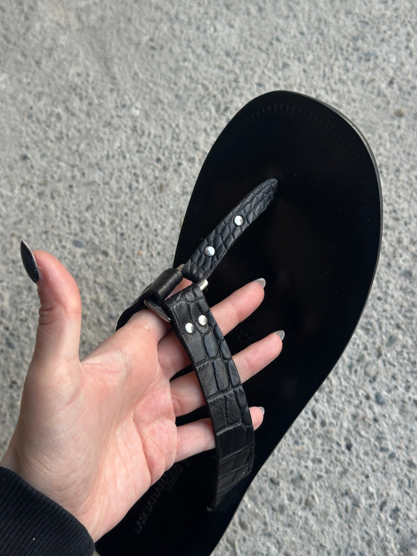 CROCO LEATHER SLIPPERS