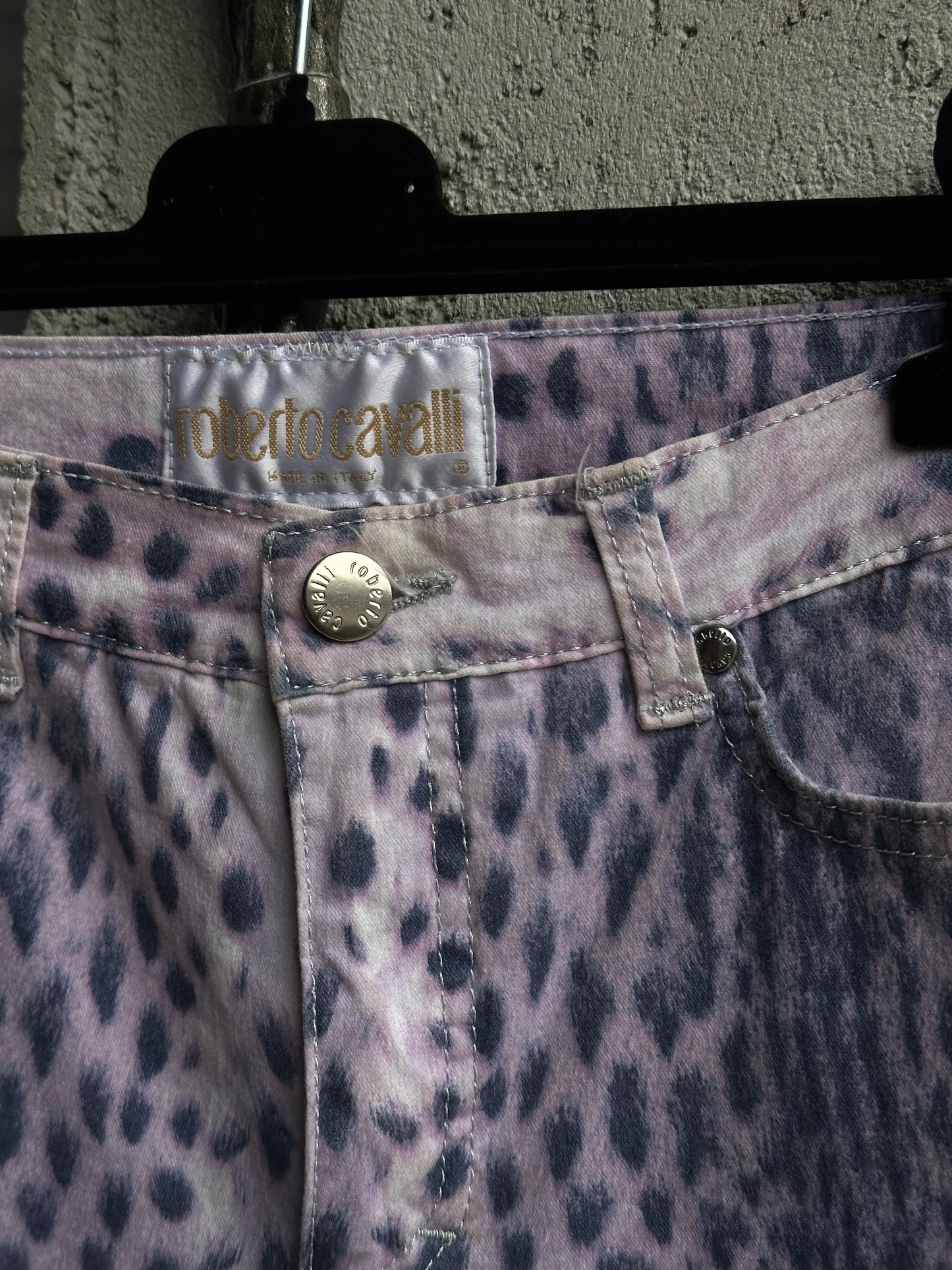 ROBERTO CAVALLI LEOPARD VIOLET PANTS