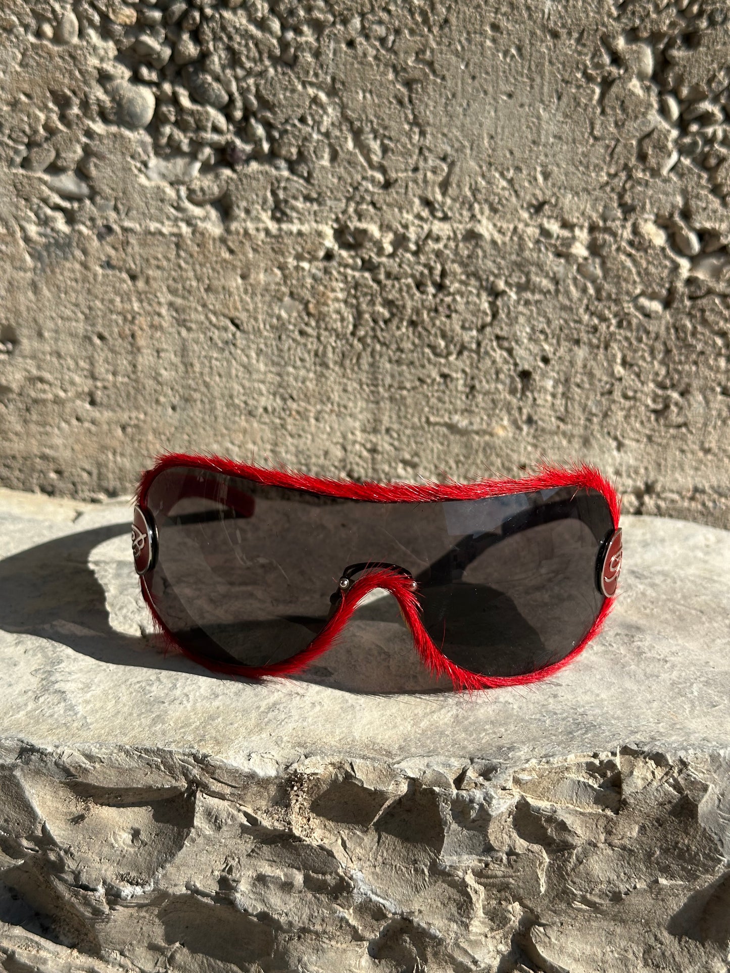 BLUMARINE RED PONYHAIR SUNGLASSES