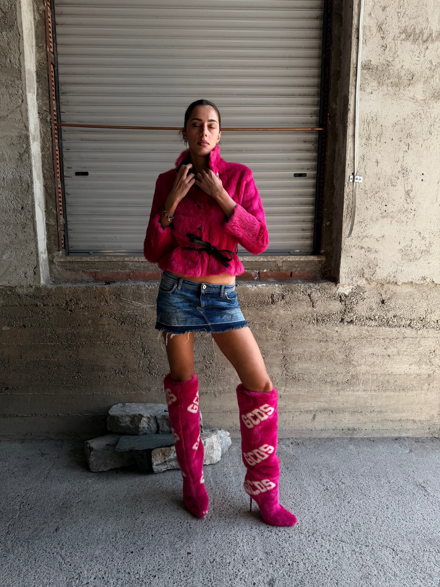 GCDS BRATZ PINK FUR BOOTS